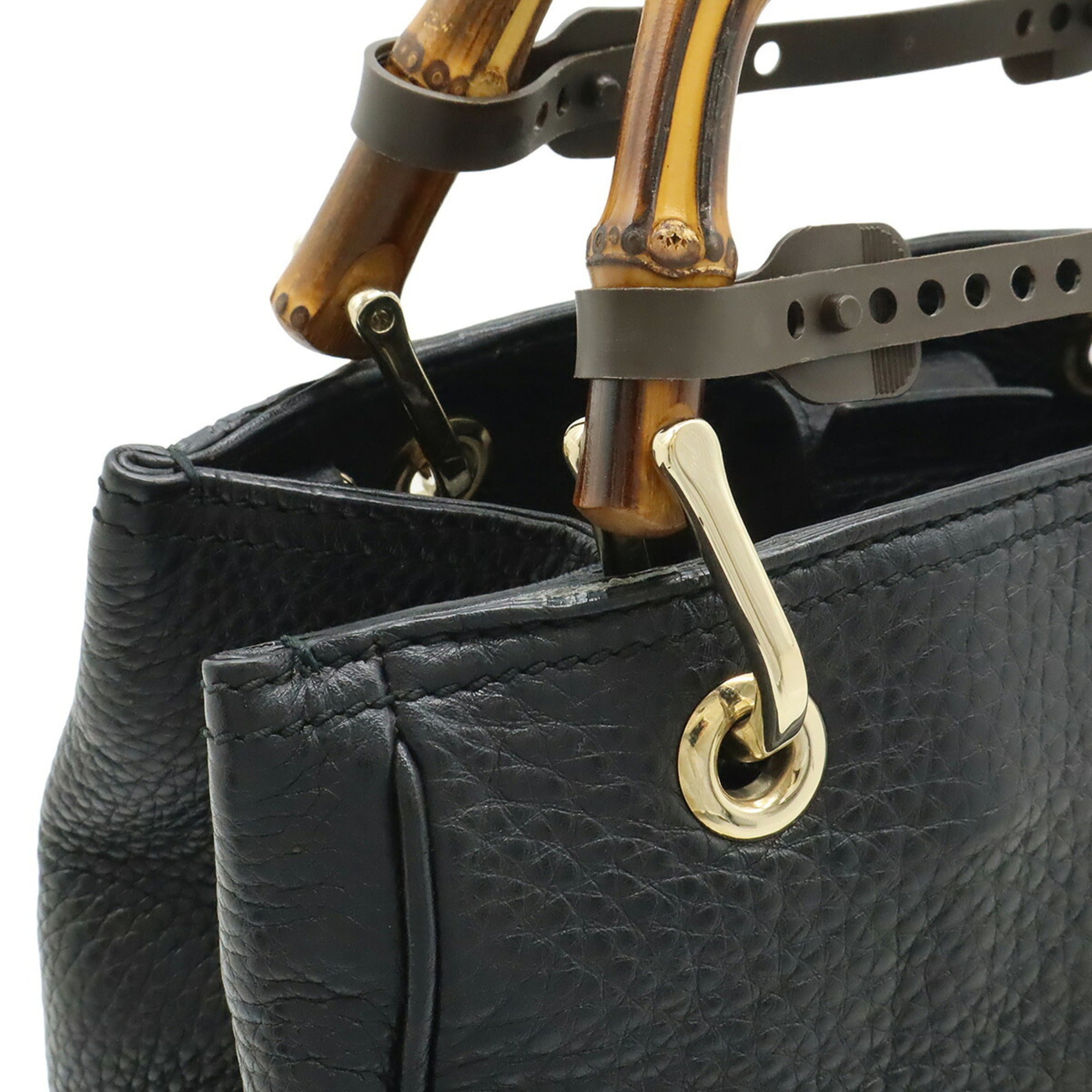Gucci Black Bamboo Leather Handbag (Pre-Owned)