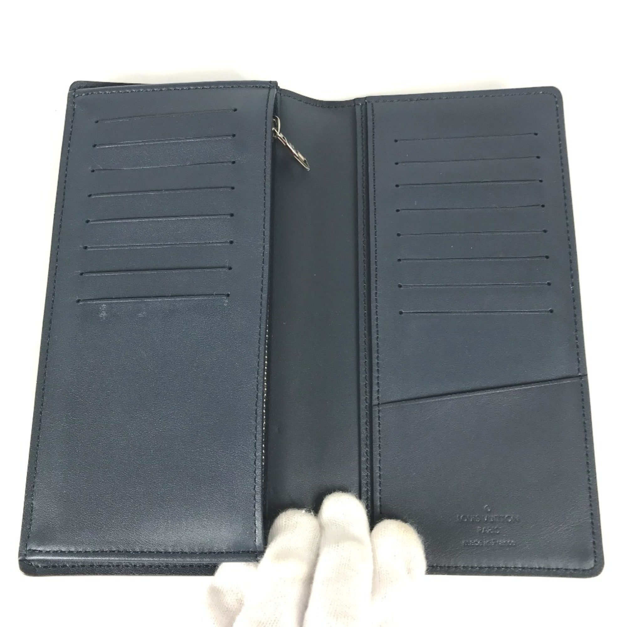 Louis Vuitton Ombre Navy Leather Long Wallet (Bi-Fold) (Pre-Owned)