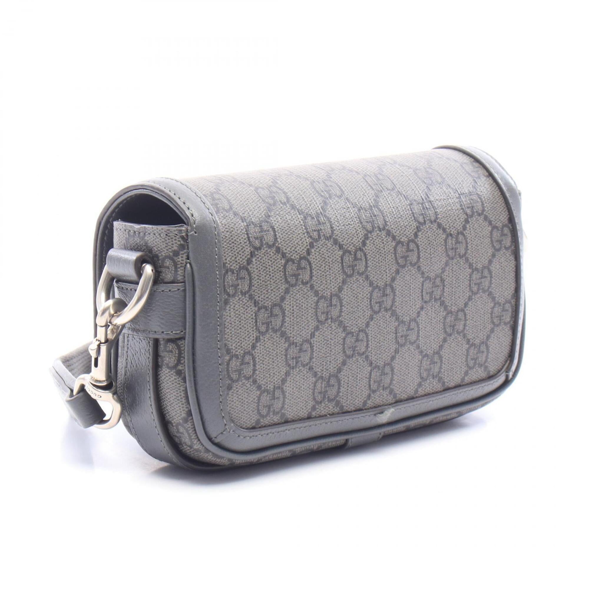 Gucci Black Gray Pvc Leather Handbag Shoulder Bag (Pre-Owned)