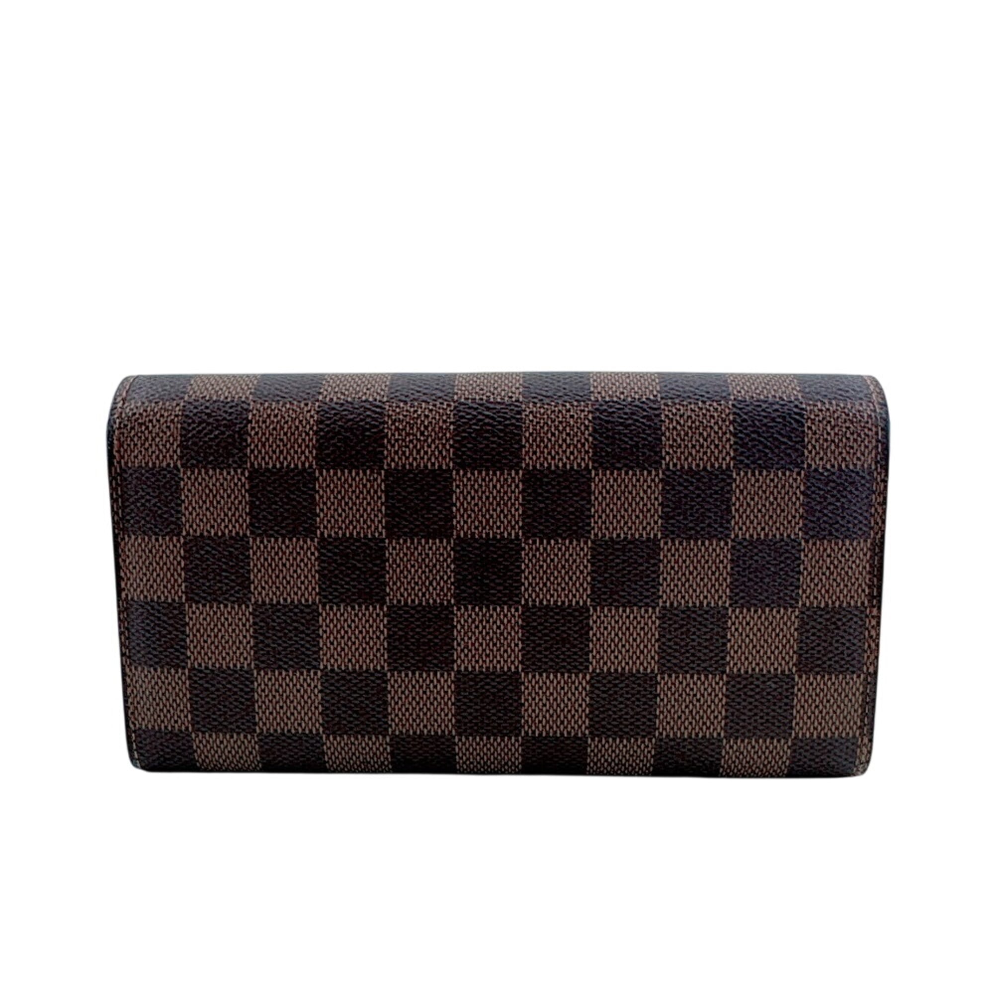 Louis Vuitton Brown Leather Long Wallet (Tri-Fold) (Pre-Owned)
