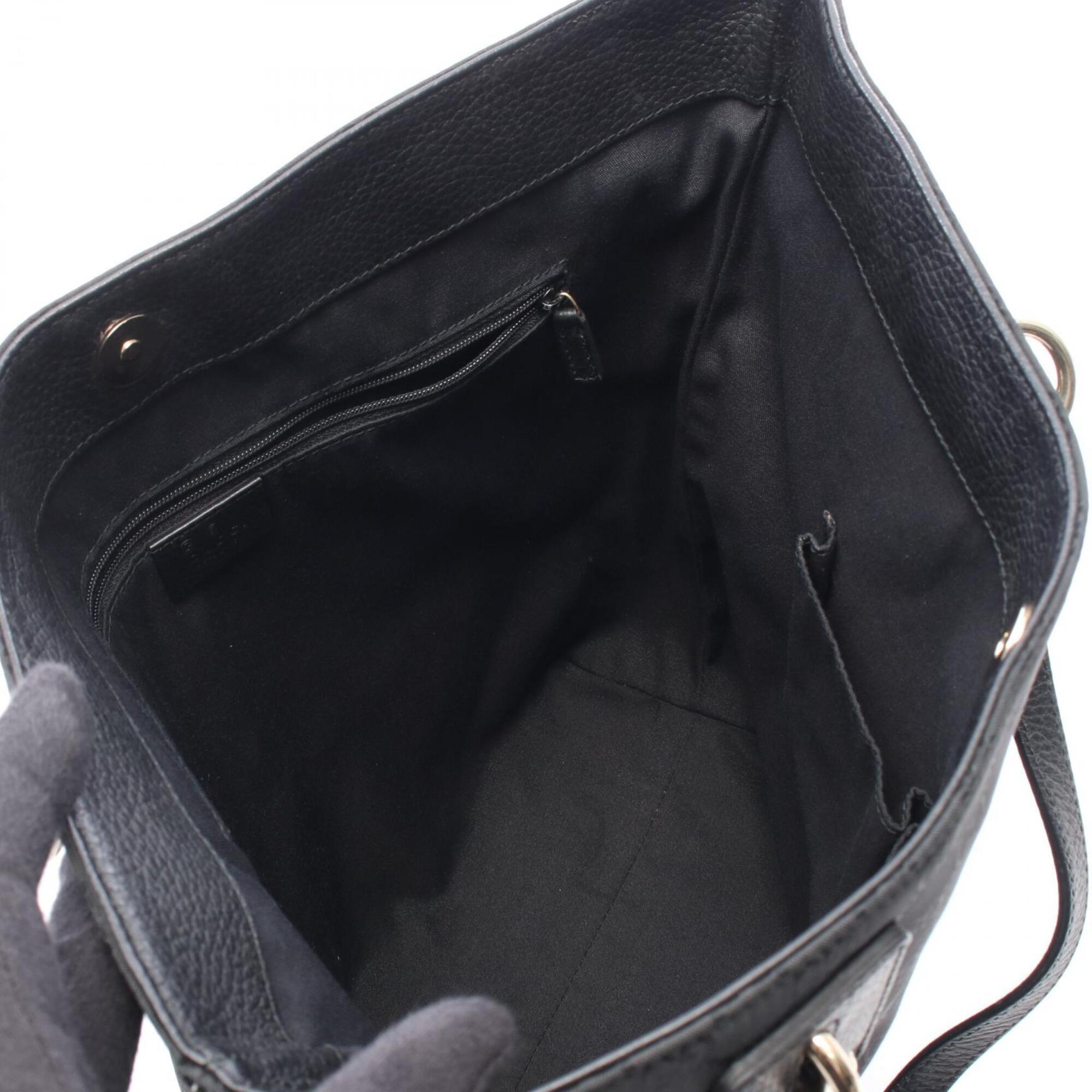 Gucci Black Canvas Leather Tote Bag (Pre-Owned)