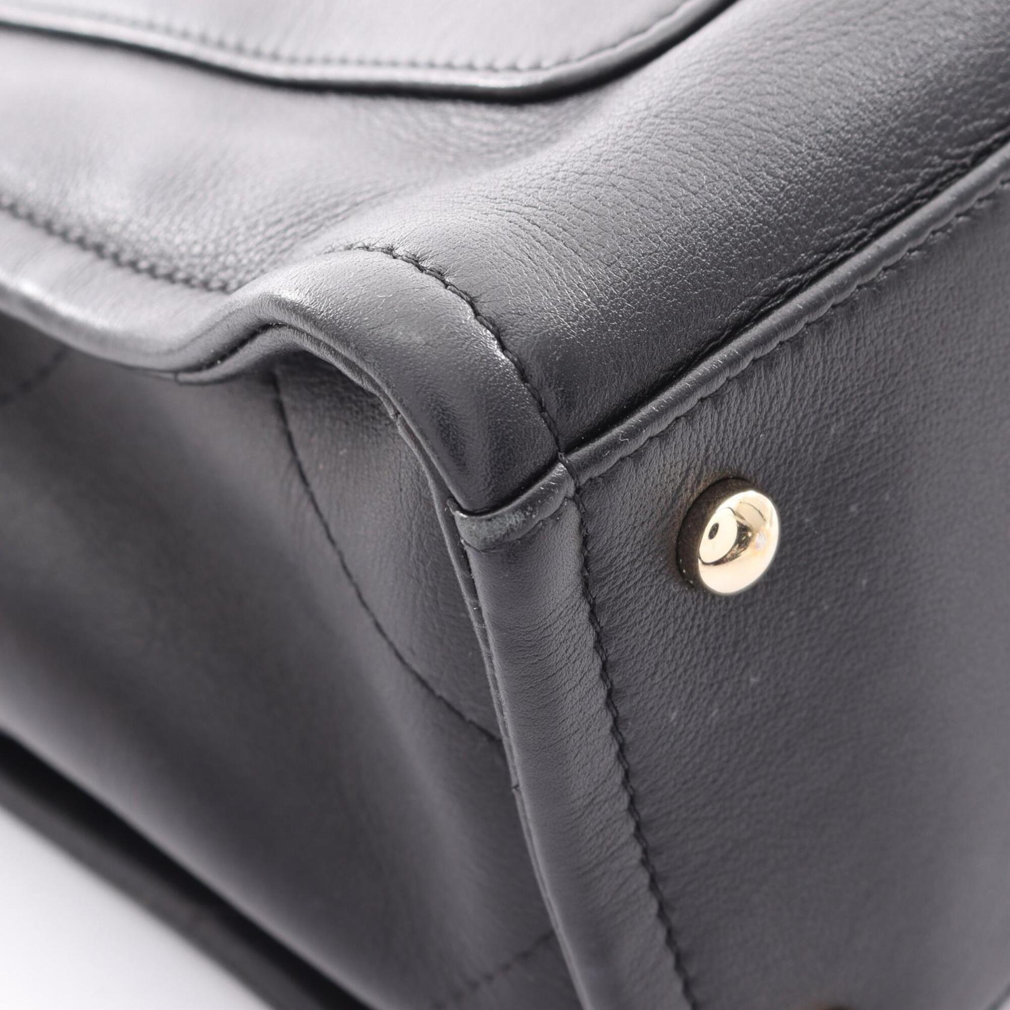 Chanel Black Leather Handbag Shoulder Bag (Pre-Owned)