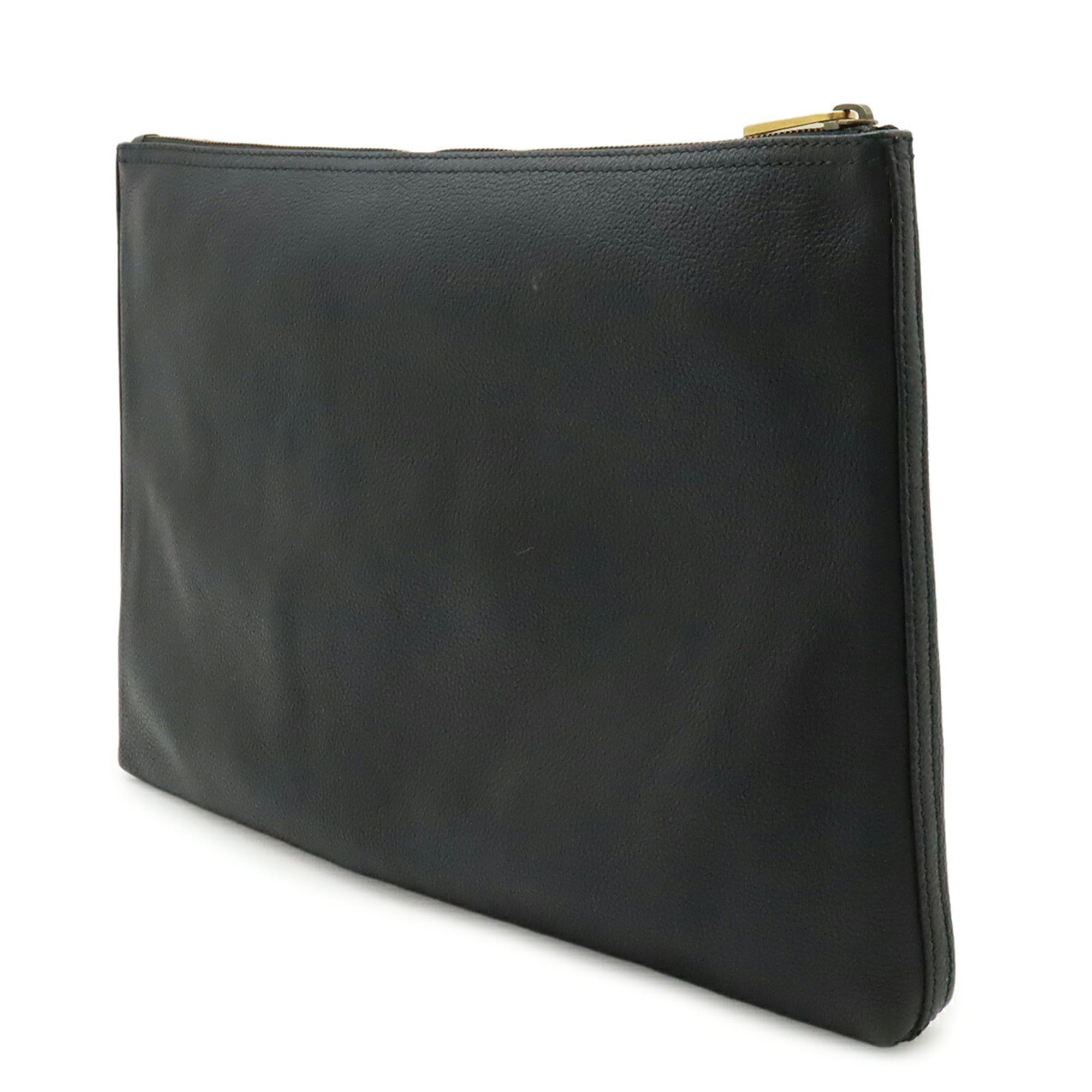 Gucci Black Green Red Color Leather Clutch Bag (Pre-Owned)