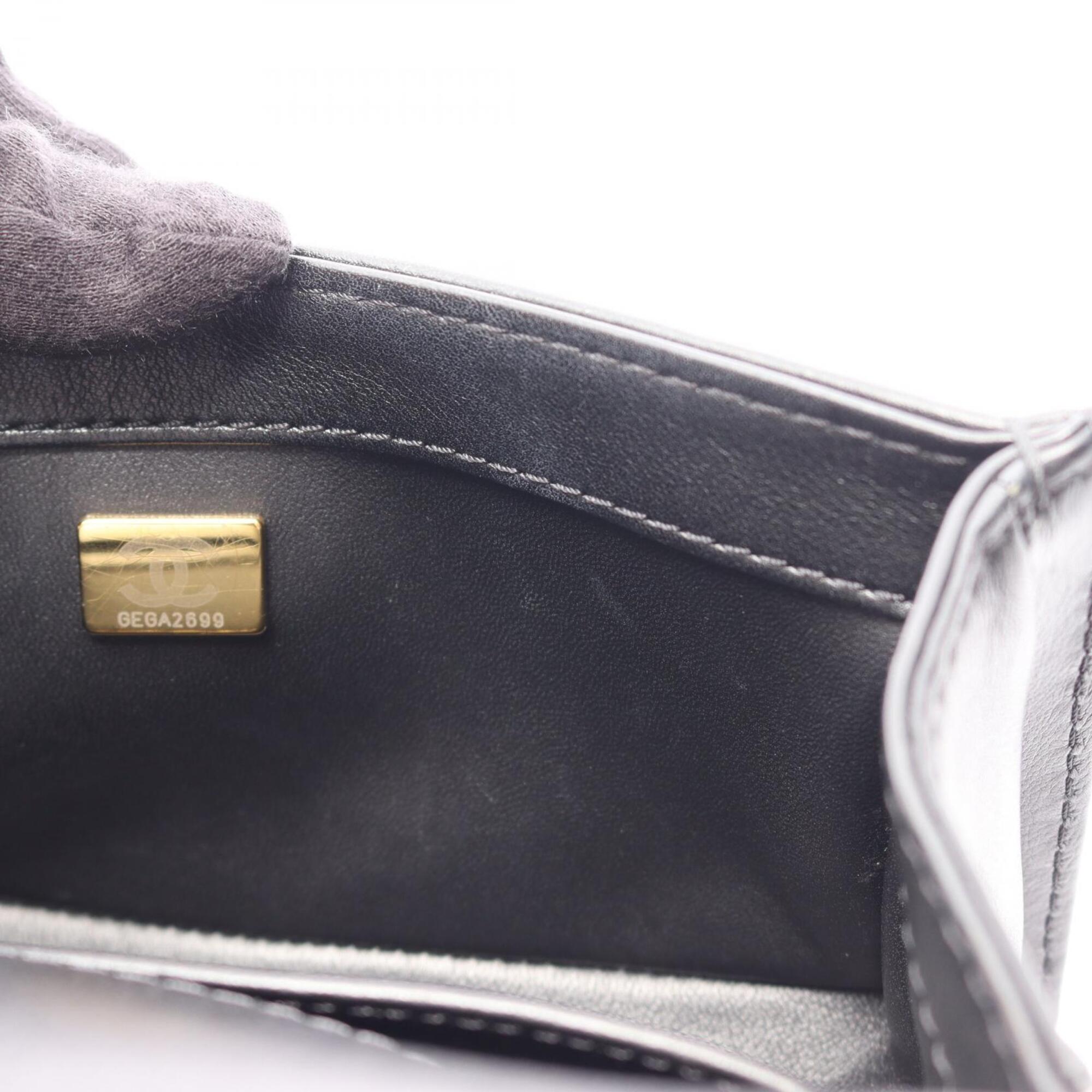 Chanel Black Leather Handbag Shoulder Bag (Pre-Owned)