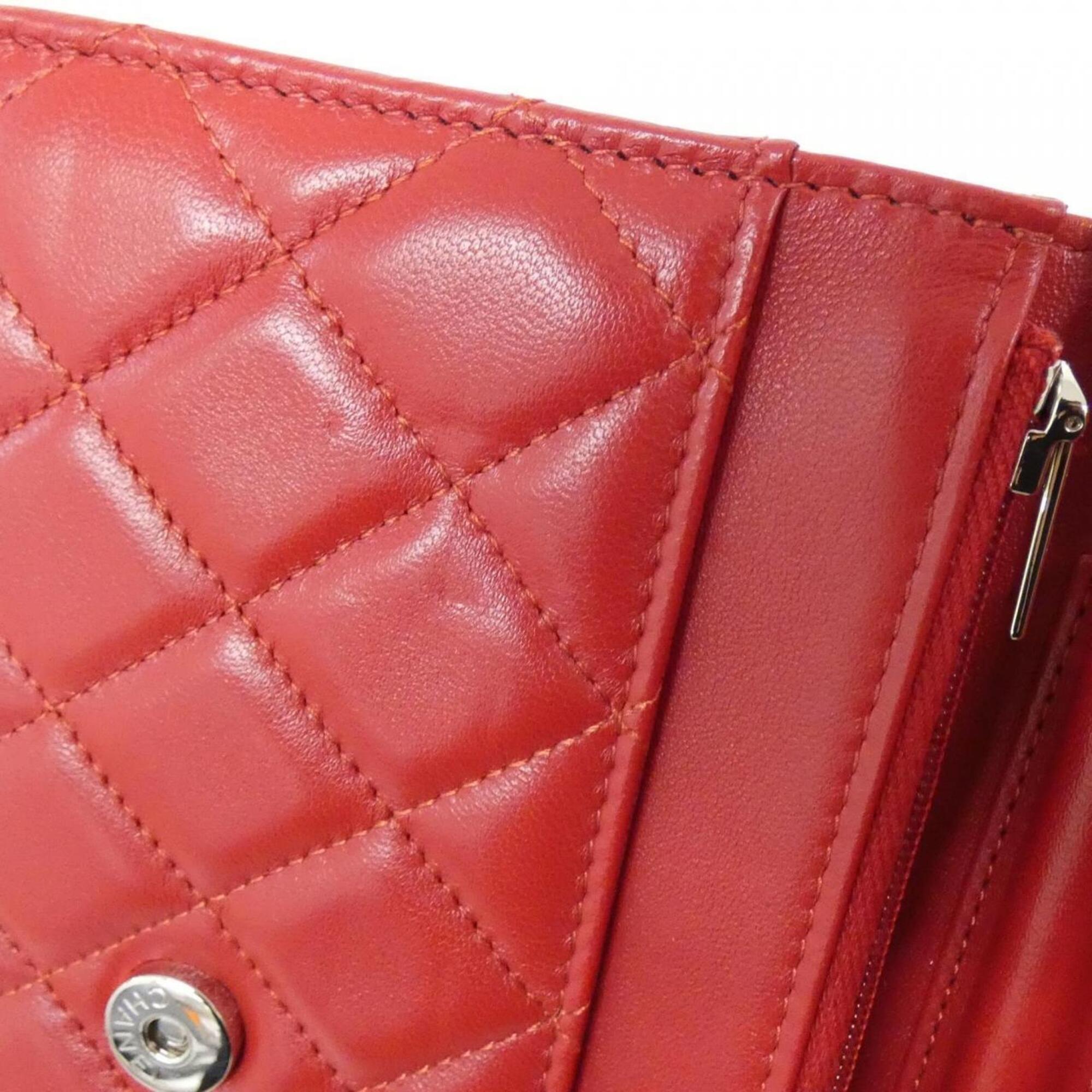 Chanel Red Color Leather Chain/Shoulder Wallet (Pre-Owned)
