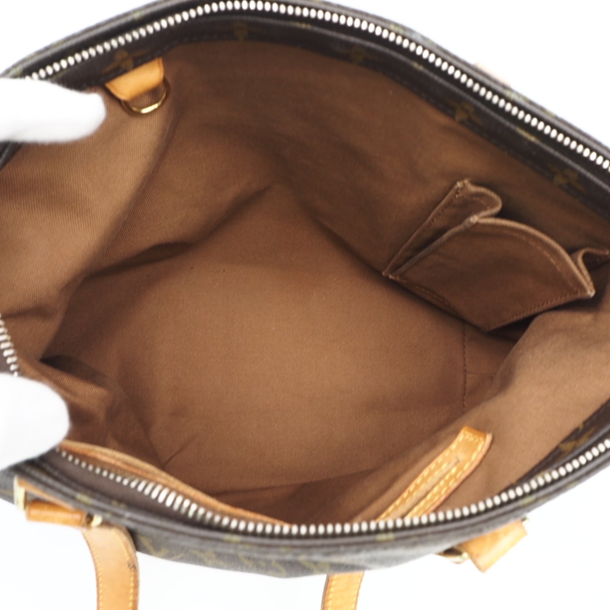 Louis Vuitton Beige Brown Coated Canvas Leather Handbag (Pre-Owned)