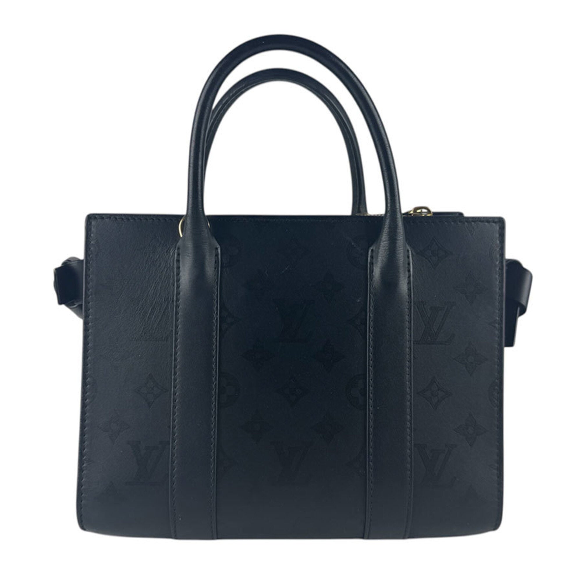 Louis Vuitton Black Leather Handbag Shoulder Bag (Pre-Owned)