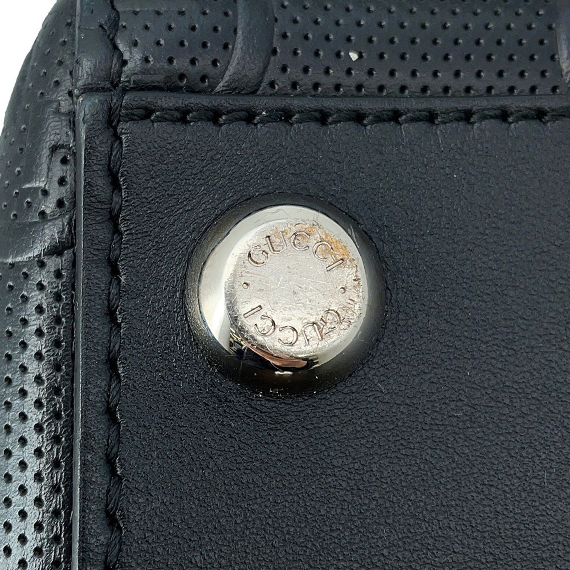 Gucci Black Leather Handbag Tote Bag (Pre-Owned)