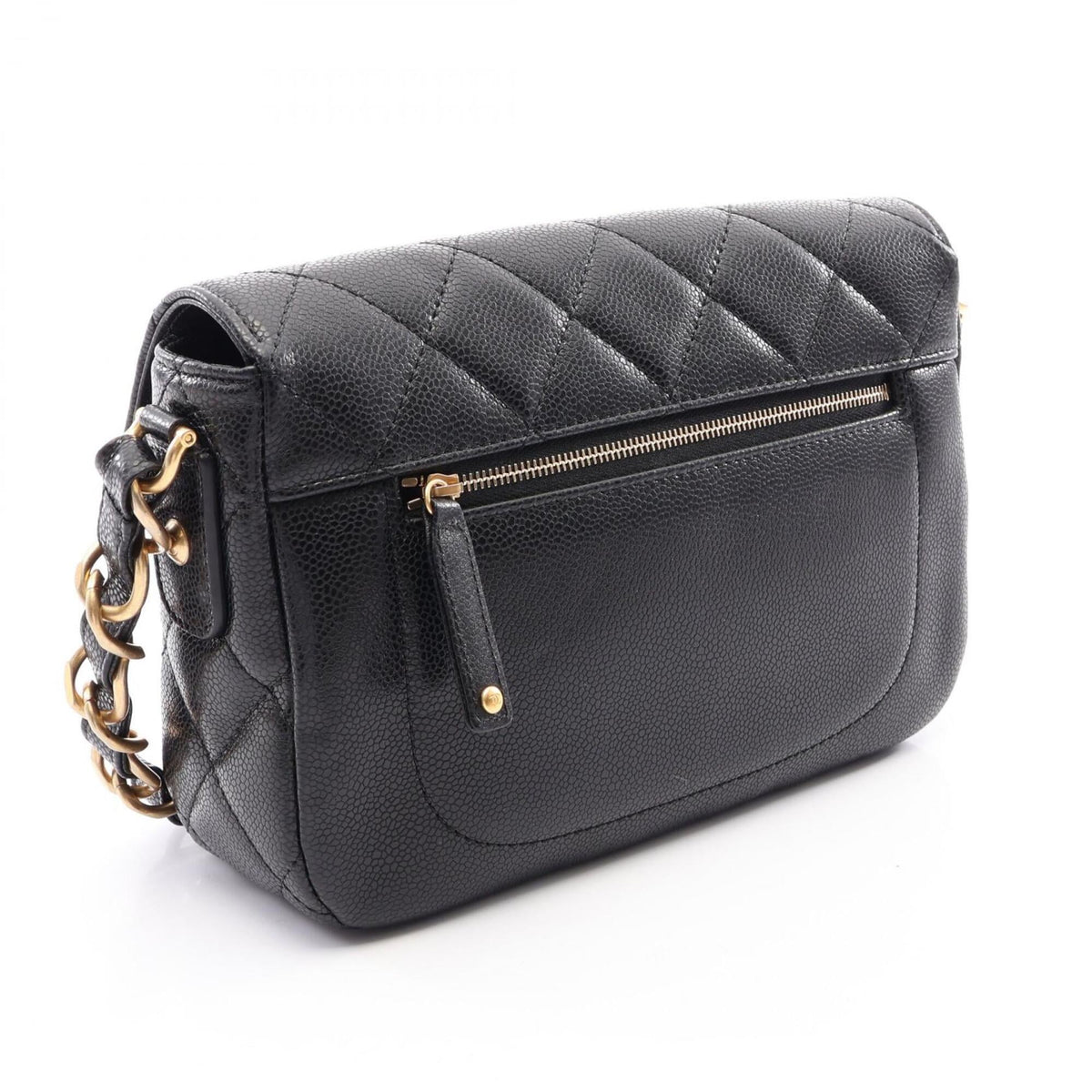 Chanel Black Grained Calfskin Handbag Shoulder Bag (Pre-Owned)