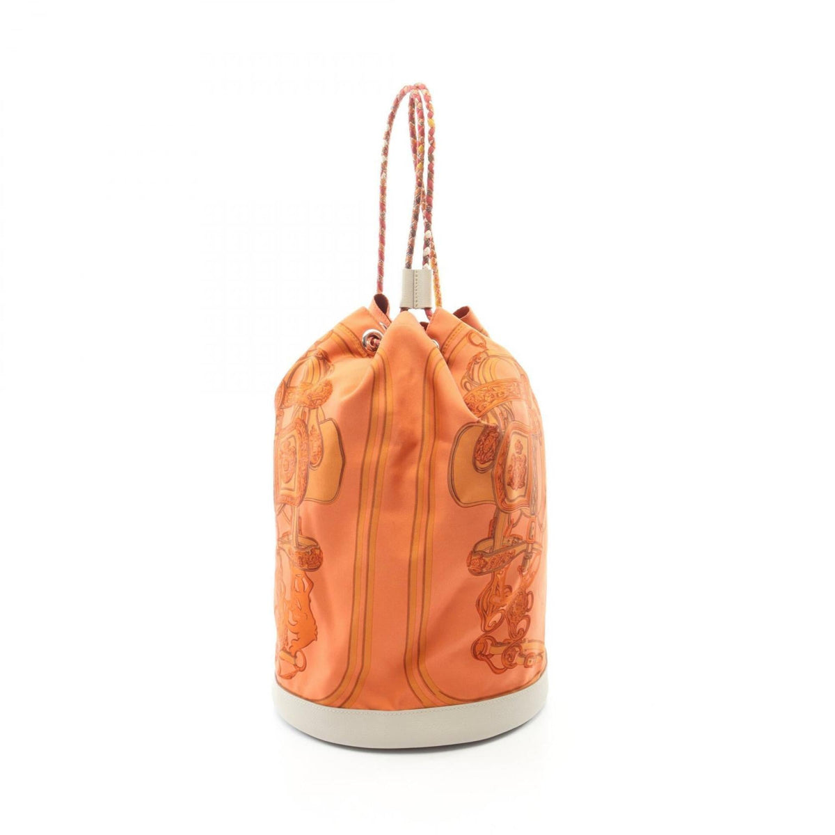 Hermes Multi-Color Orange Silk Leather Handbag Shoulder Bag (Pre-Owned)