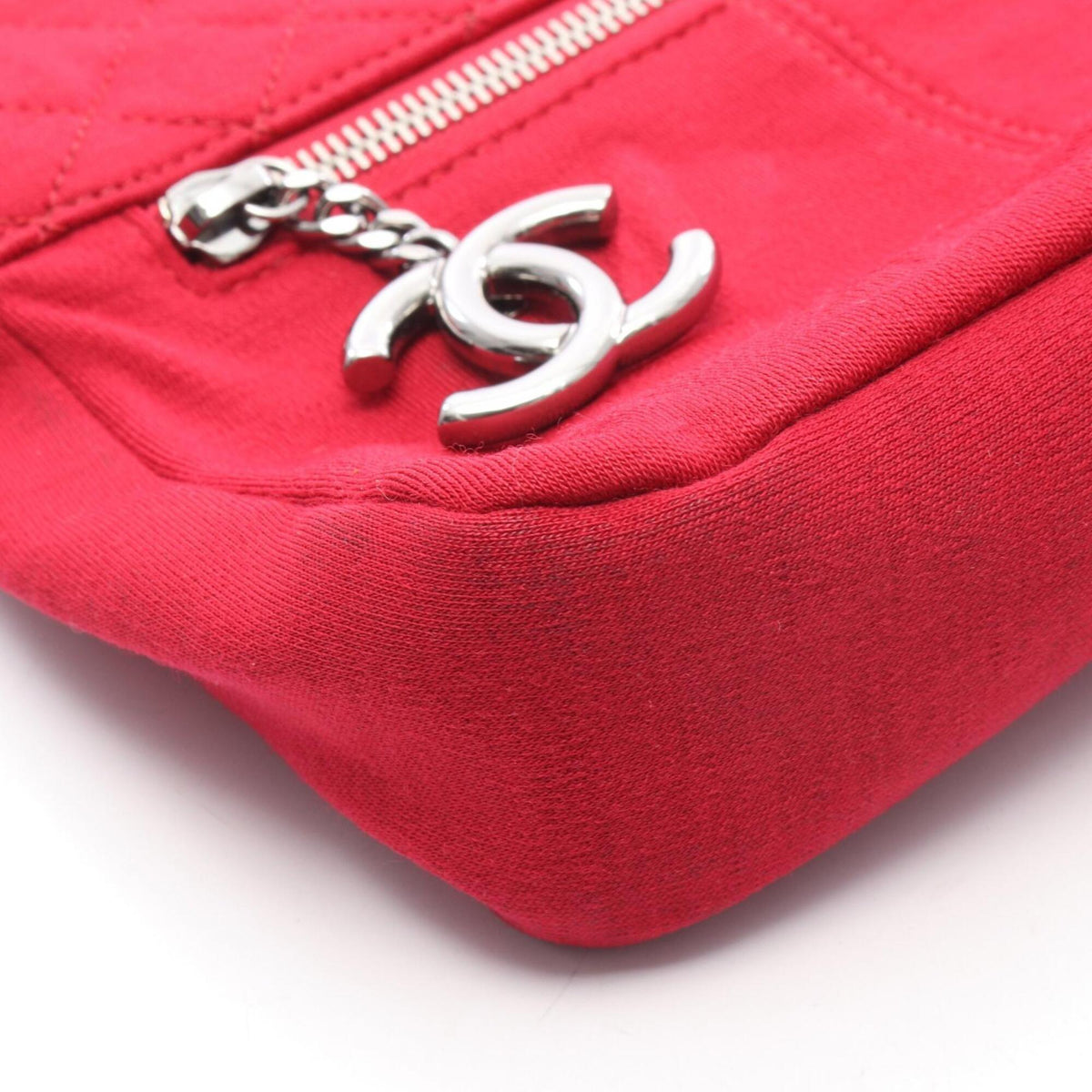 Chanel Matelasse Red Color Cotton Handbag Shoulder Bag (Pre-Owned)