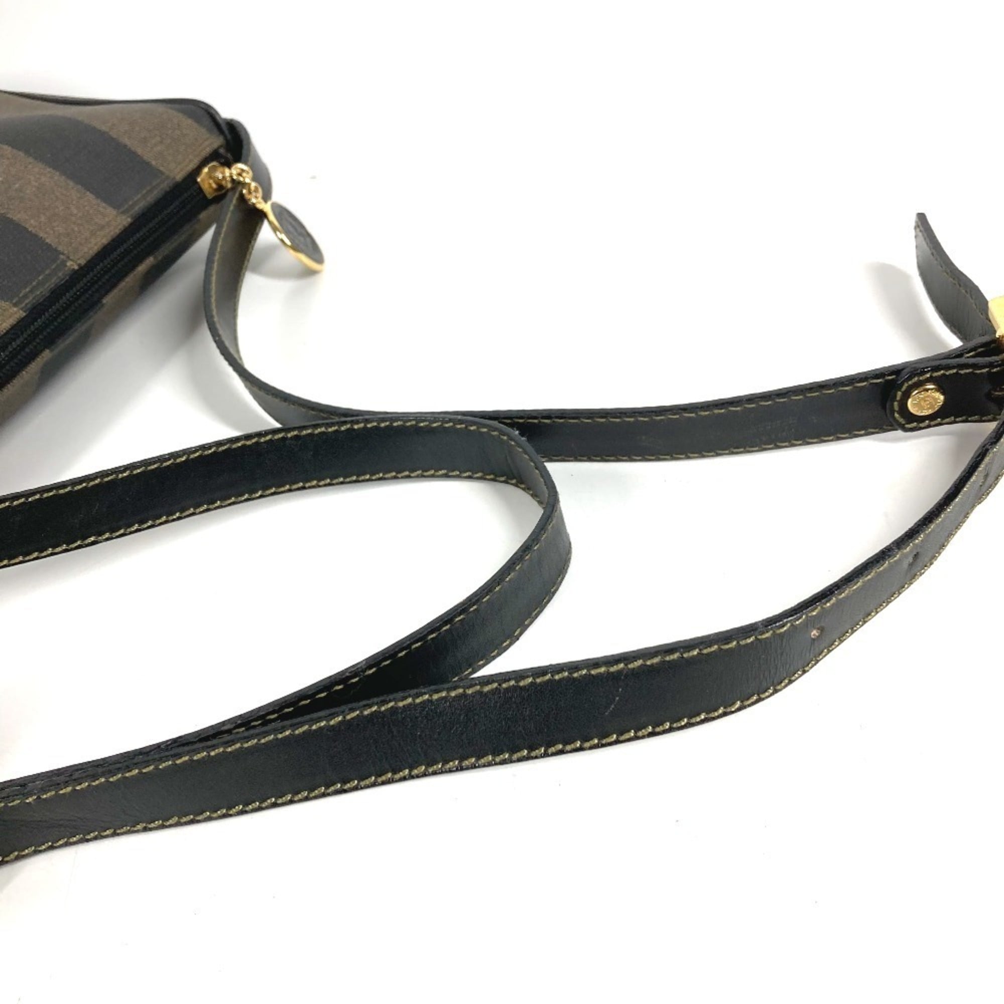 Fendi Black Khaki Pvc Leather Pochette Shoulder Bag (Pre-Owned)