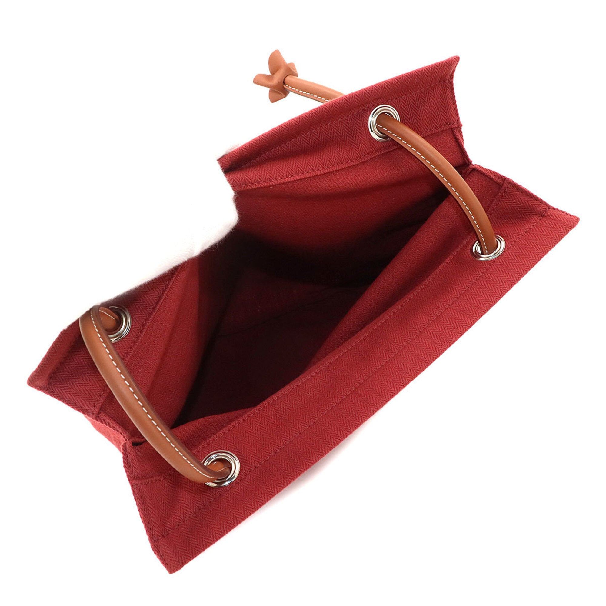 Hermes Brown Rouge H Toile Chevron Swift Leather Handbag Shoulder Bag (Pre-Owned)