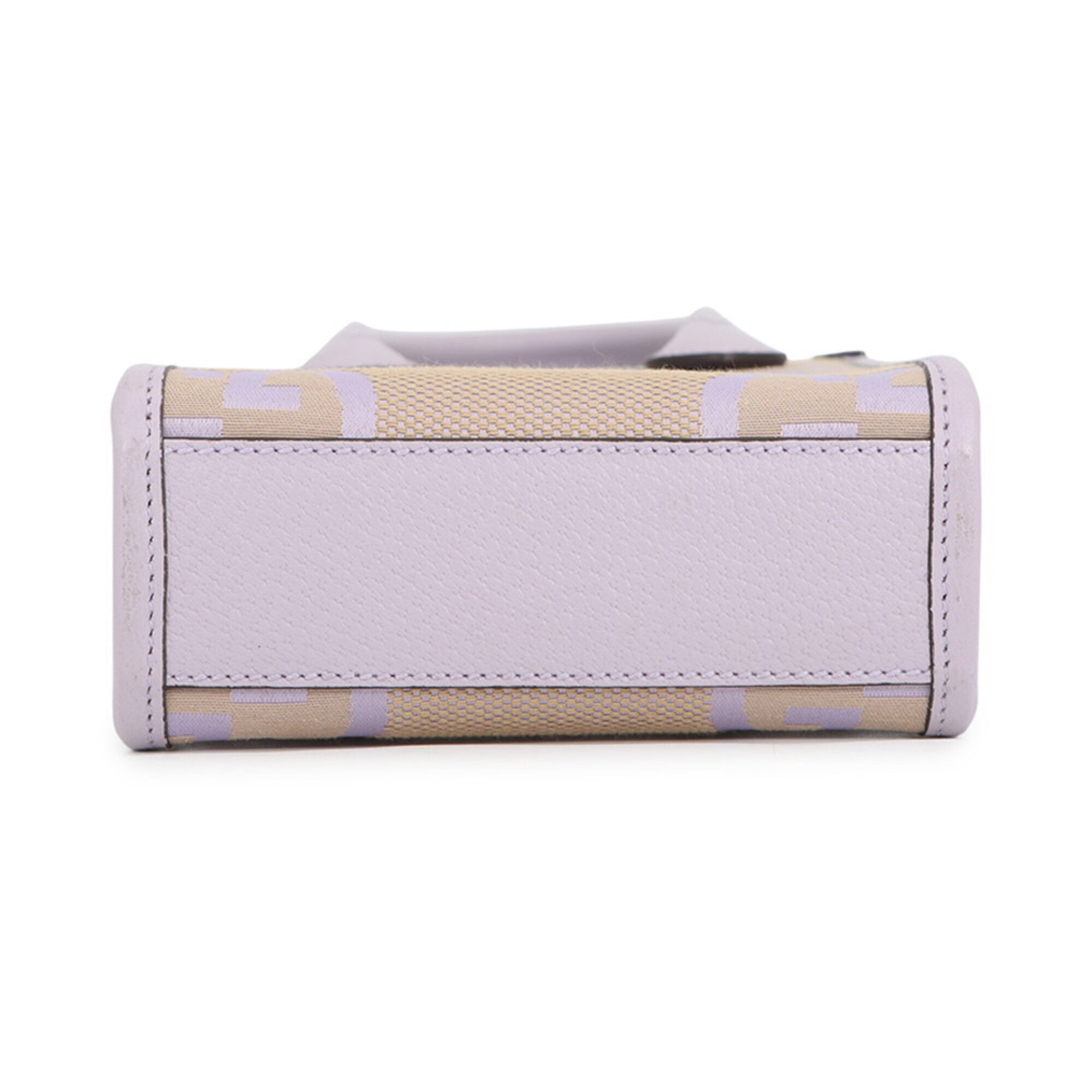 Gucci Beige Purple Gg Canvas Leather Handbag (Pre-Owned)