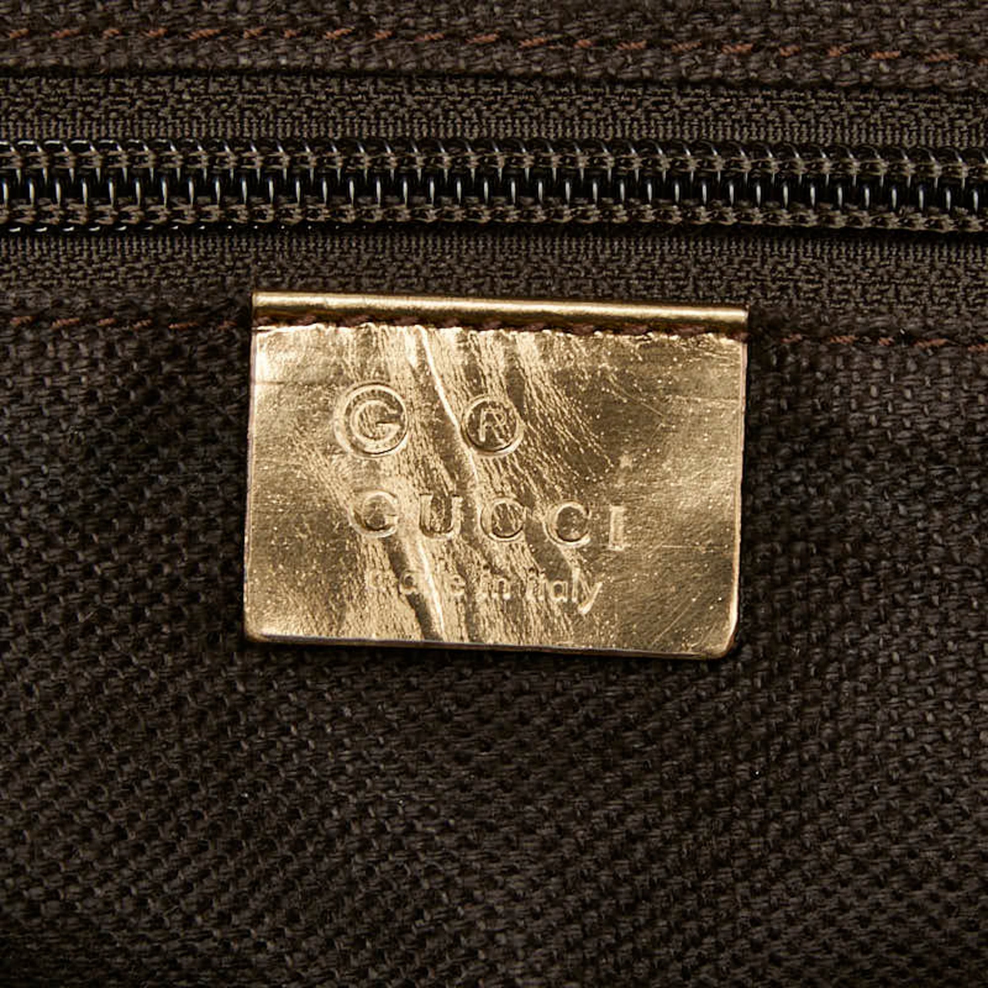 Gucci Beige Gold Canvas Leather Handbag Tote Bag (Pre-Owned)