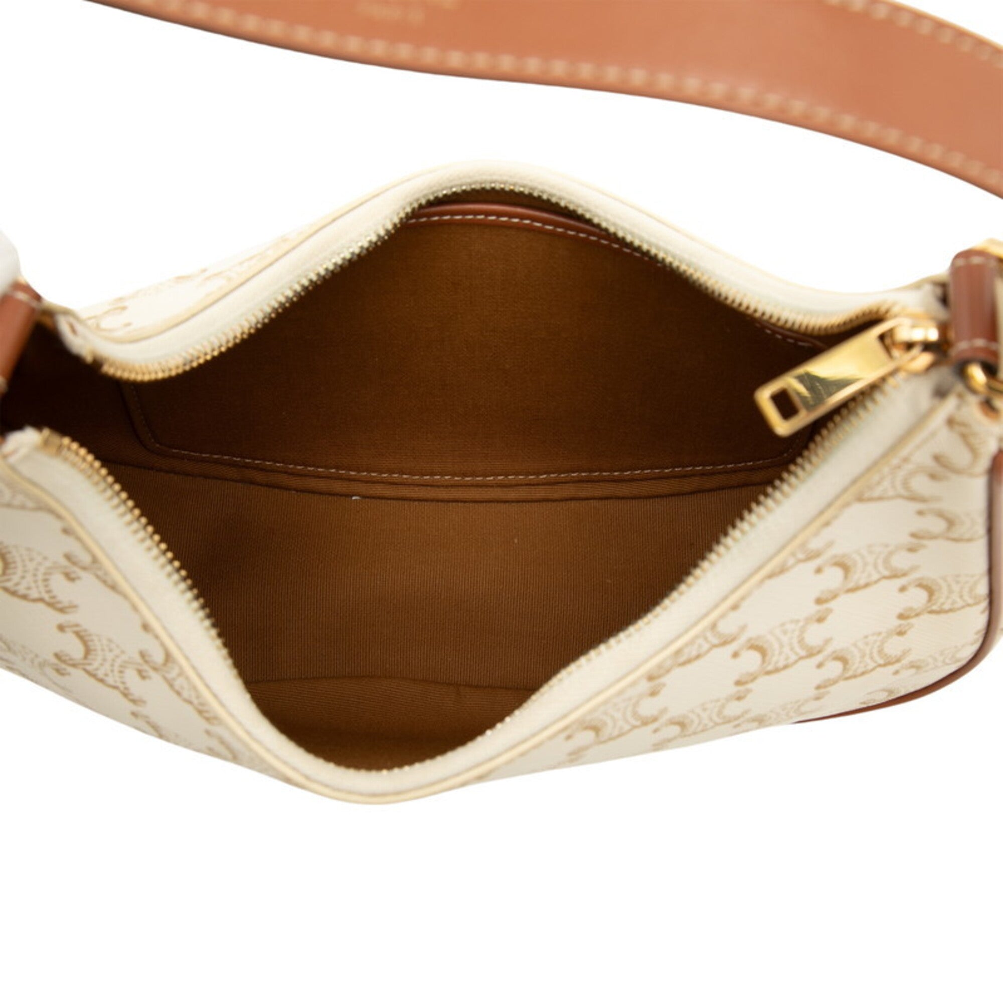 Celine Brown White Pvc Leather Handbag Shoulder Bag (Pre-Owned)
