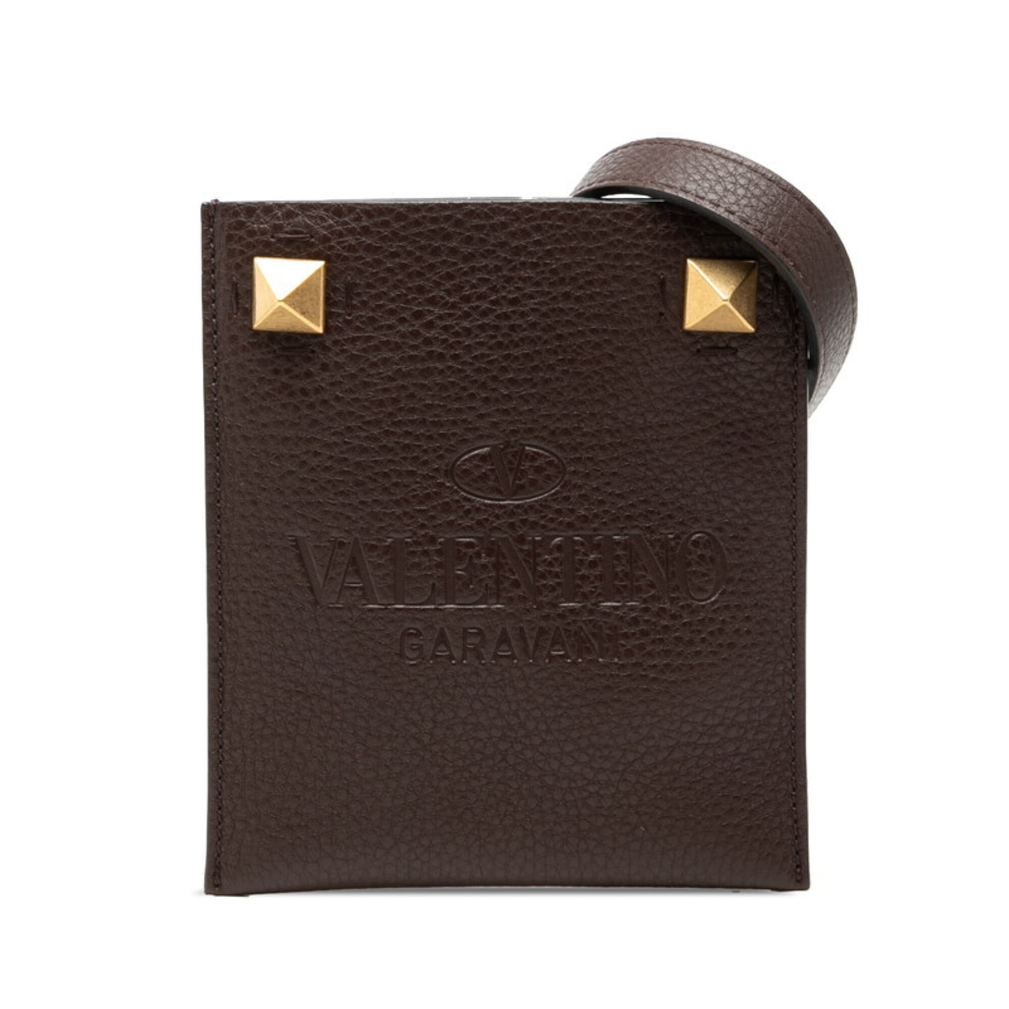 Valentino Brown Leather Pochette Shoulder Bag (Pre-Owned)
