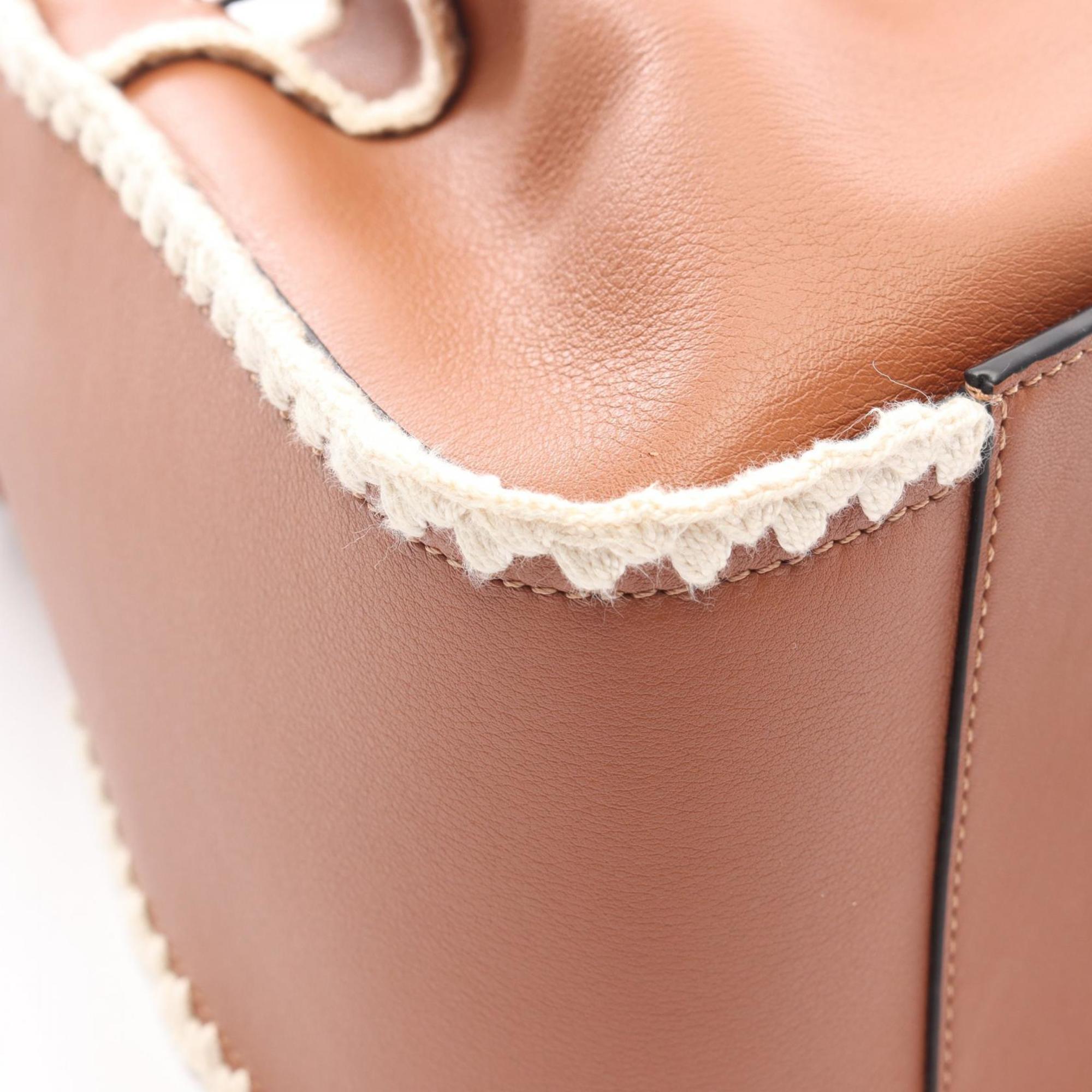 Loewe Brown White Leather Handbag (Pre-Owned)