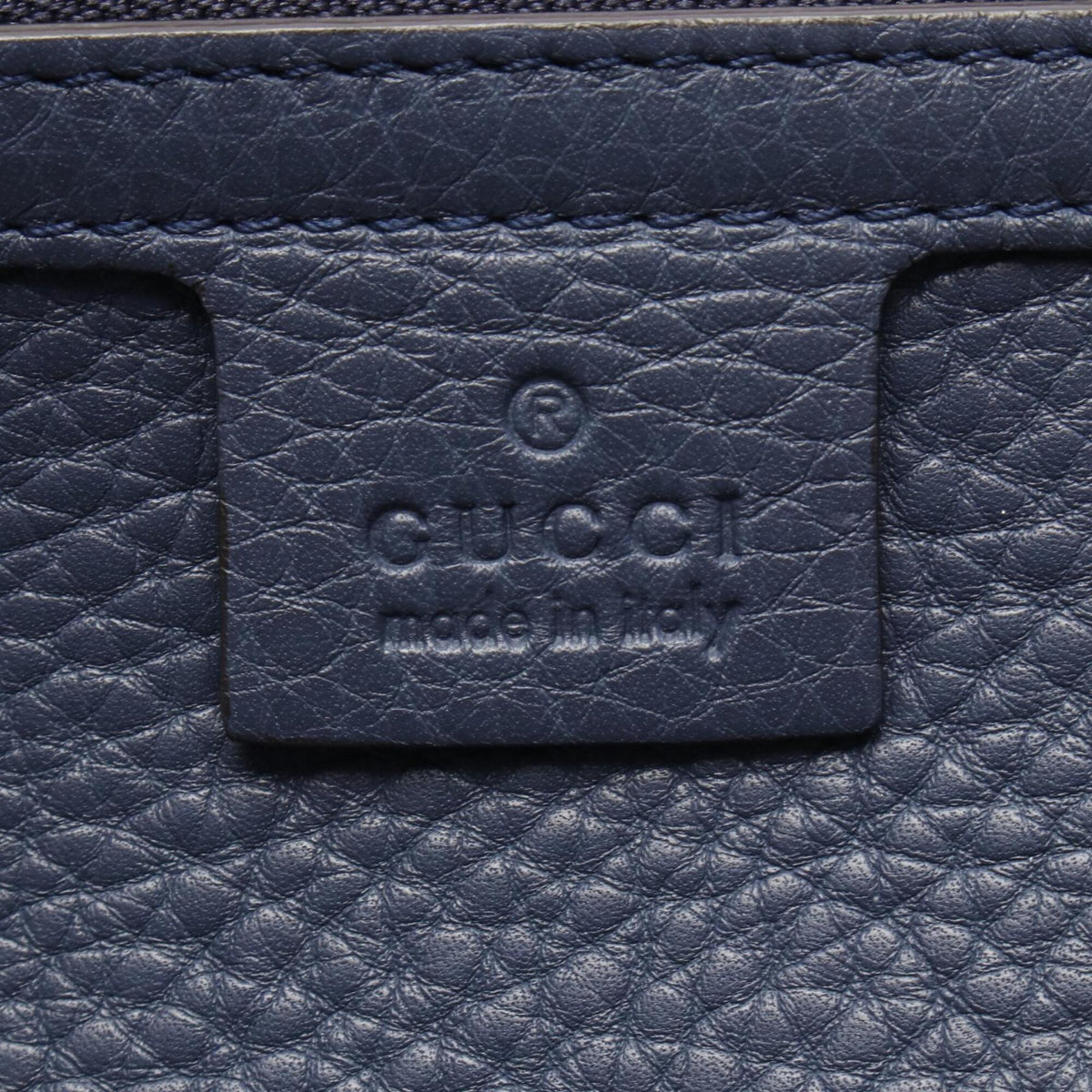 Gucci Navy Leather Handbag Tote Bag (Pre-Owned)