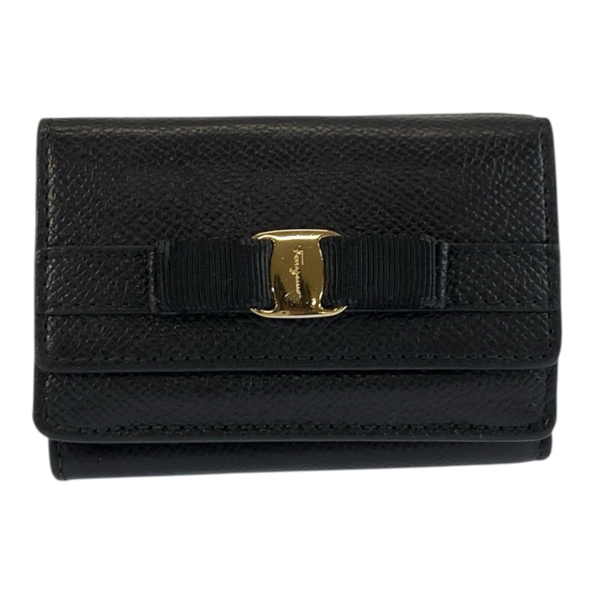 Salvatore Ferragamo Black Leather Wallet (Tri-Fold) (Pre-Owned)