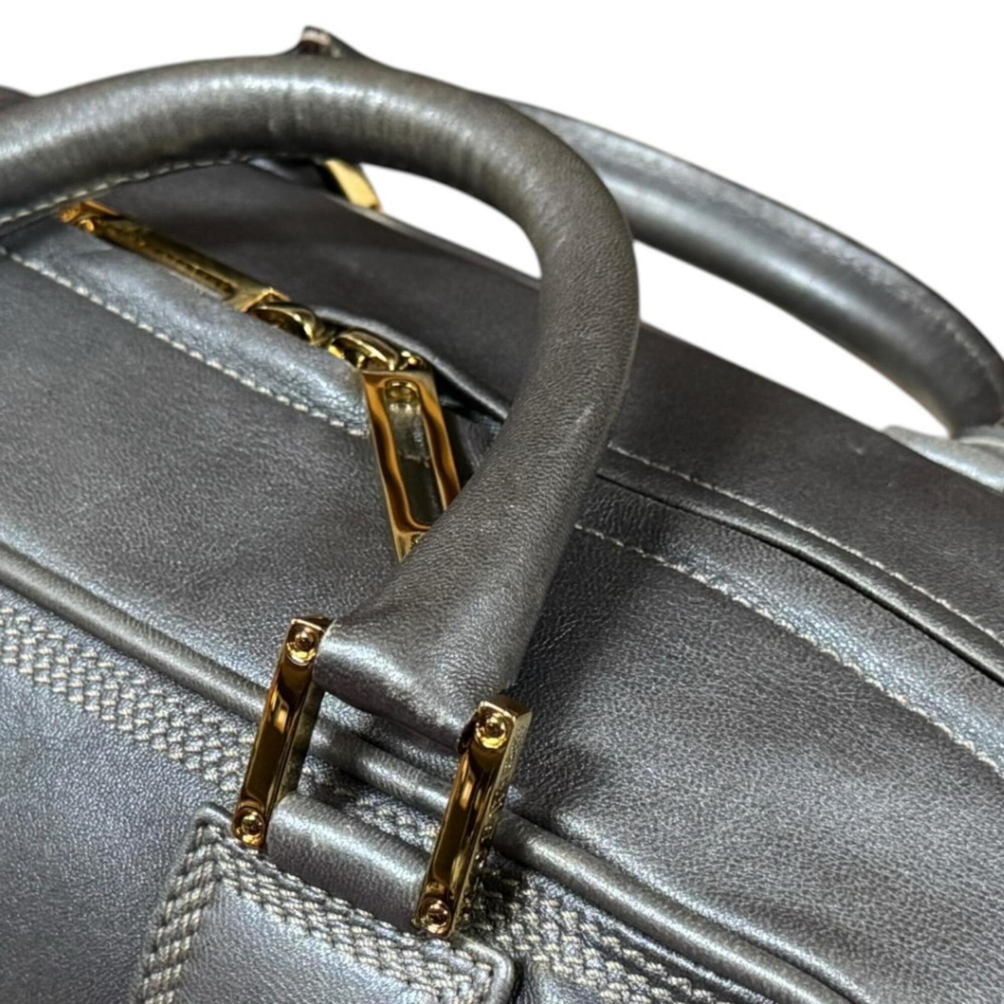 Loewe Gray Metallic Gray Leather Handbag (Pre-Owned)