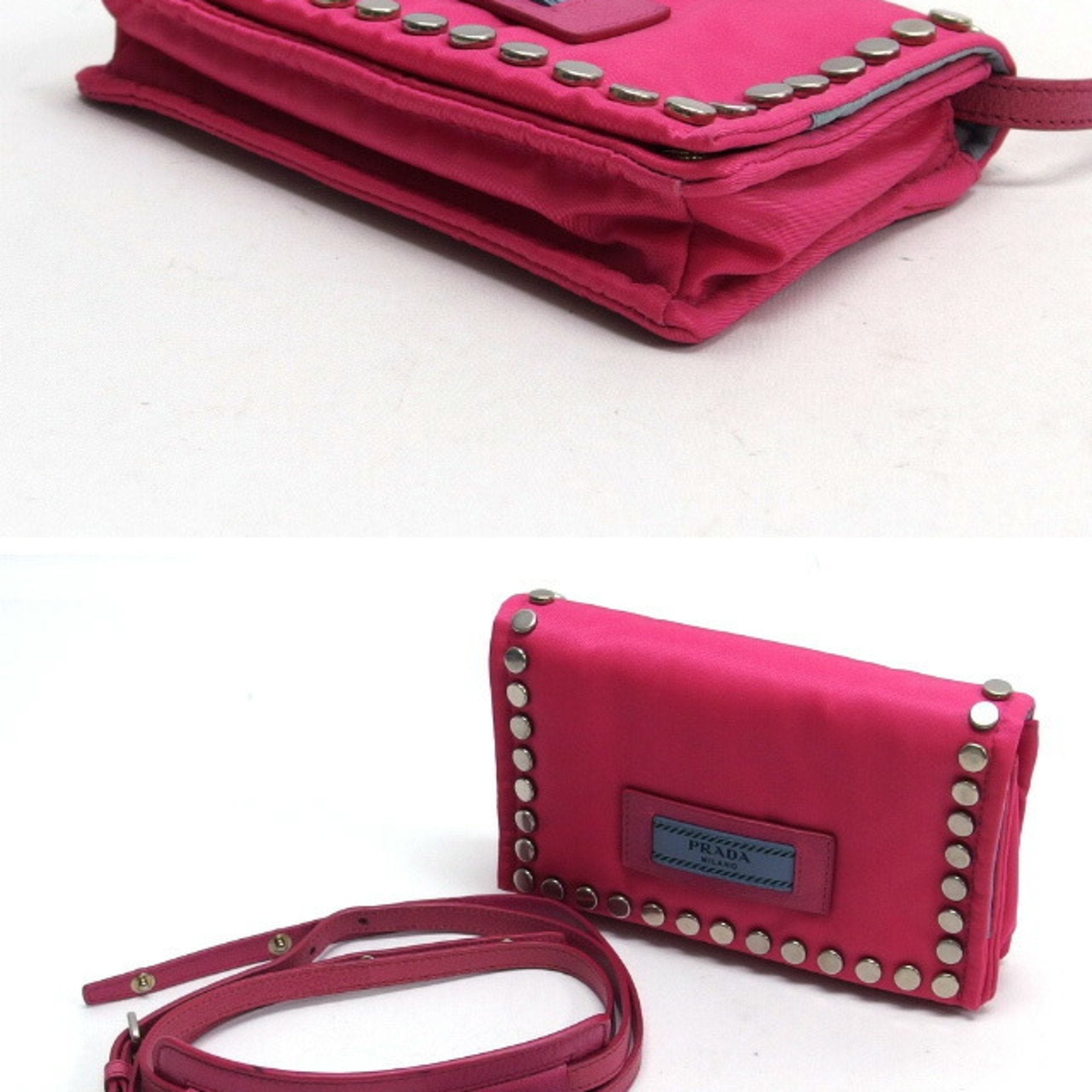 Prada Pink Nylon Clutch Bag Pochette Shoulder Bag (Pre-Owned)