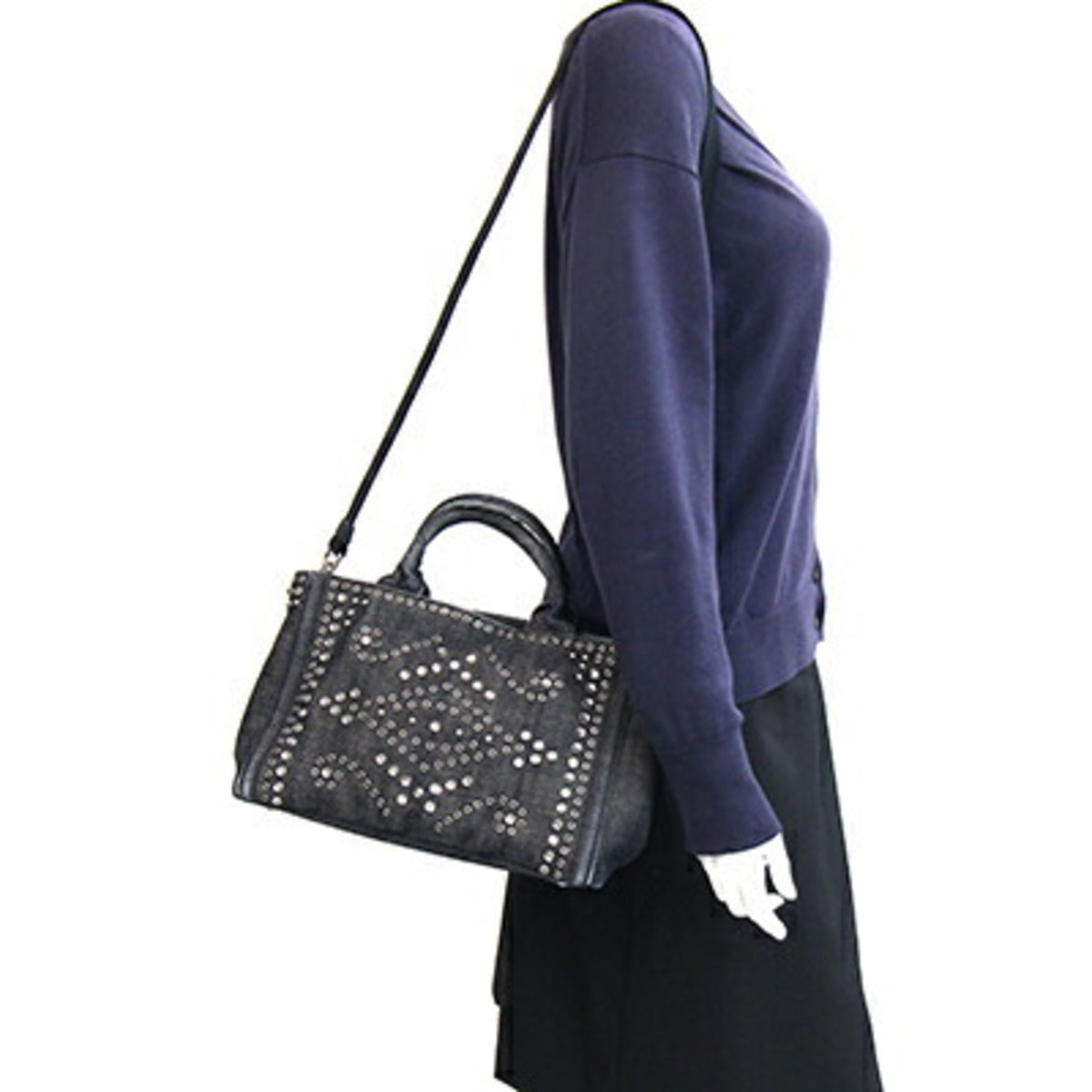 Prada Navy Denim Handbag Shoulder Bag (Pre-Owned)