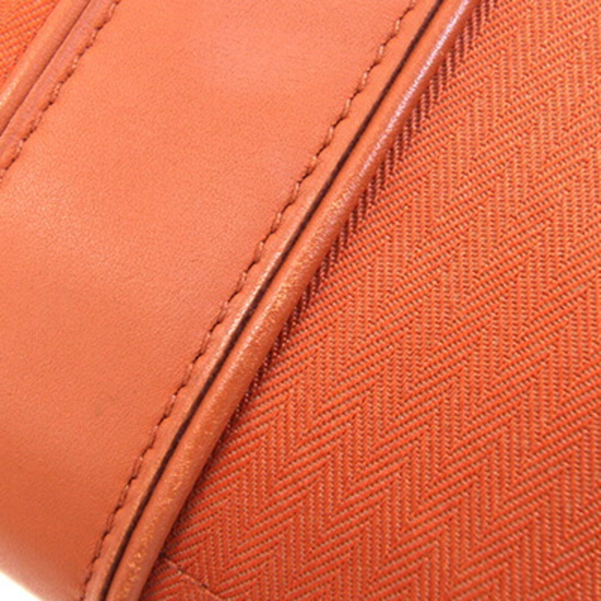 Hermes Acapulco Orange Toile Chevron Leather Shoulder Bag (Pre-Owned)