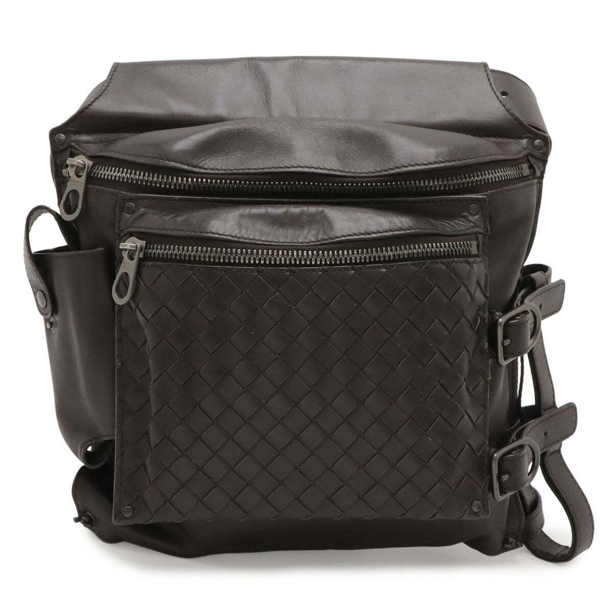 Bottega Veneta Intrecciato Dark Brown Leather Fanny Pack (Pre-Owned)