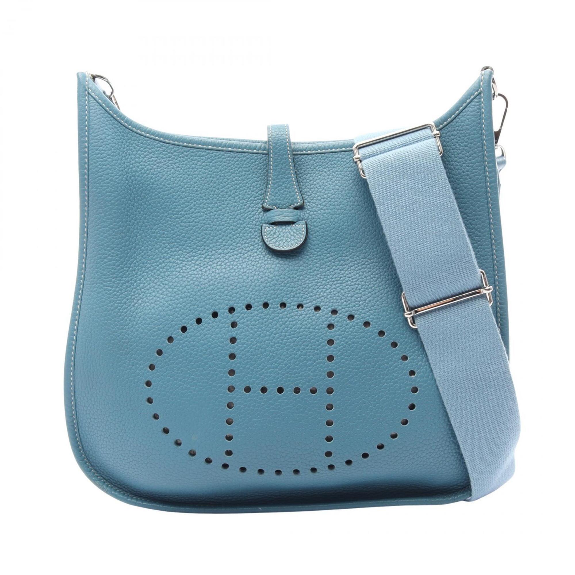Hermes Blue Taurillon Clemence Leather Handbag Shoulder Bag (Pre-Owned)