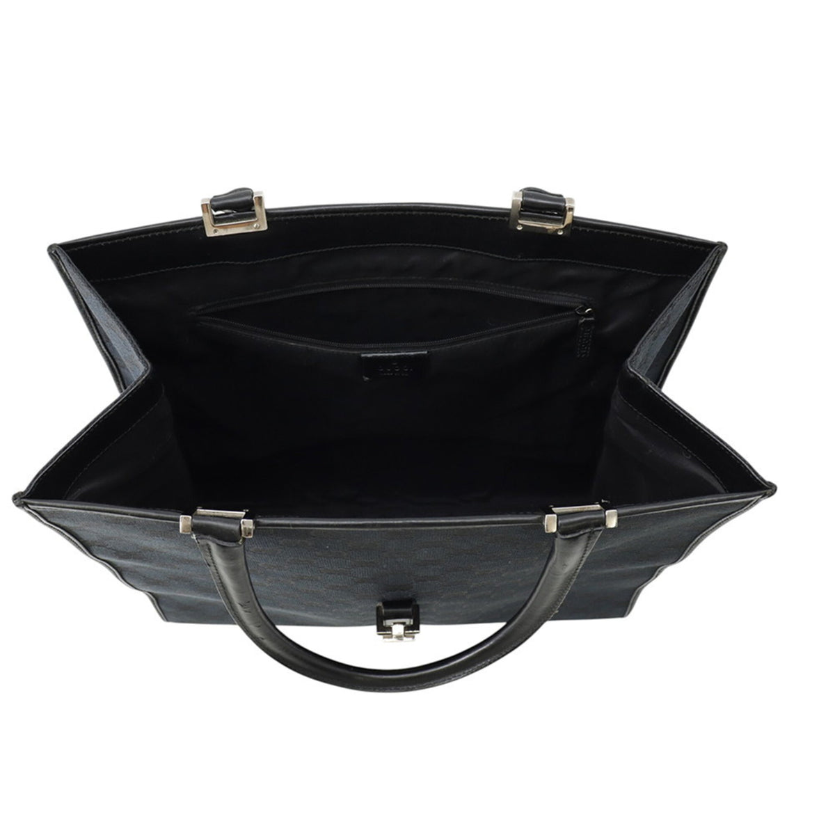Gucci Black Canvas Leather Tote Bag (Pre-Owned)