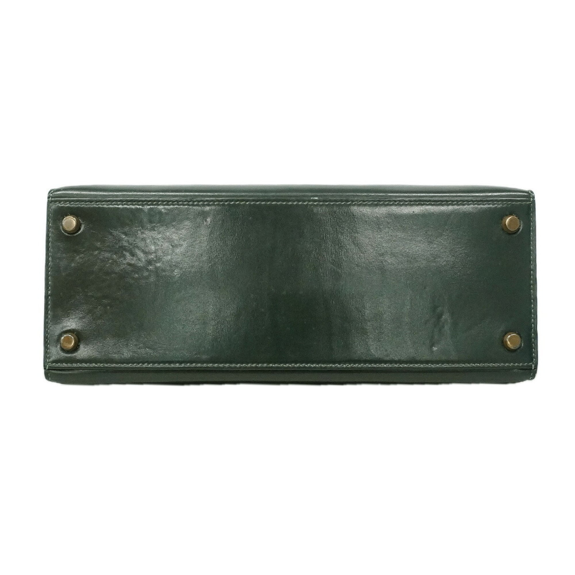 Hermes Green Box Calf Leather Handbag (Pre-Owned)