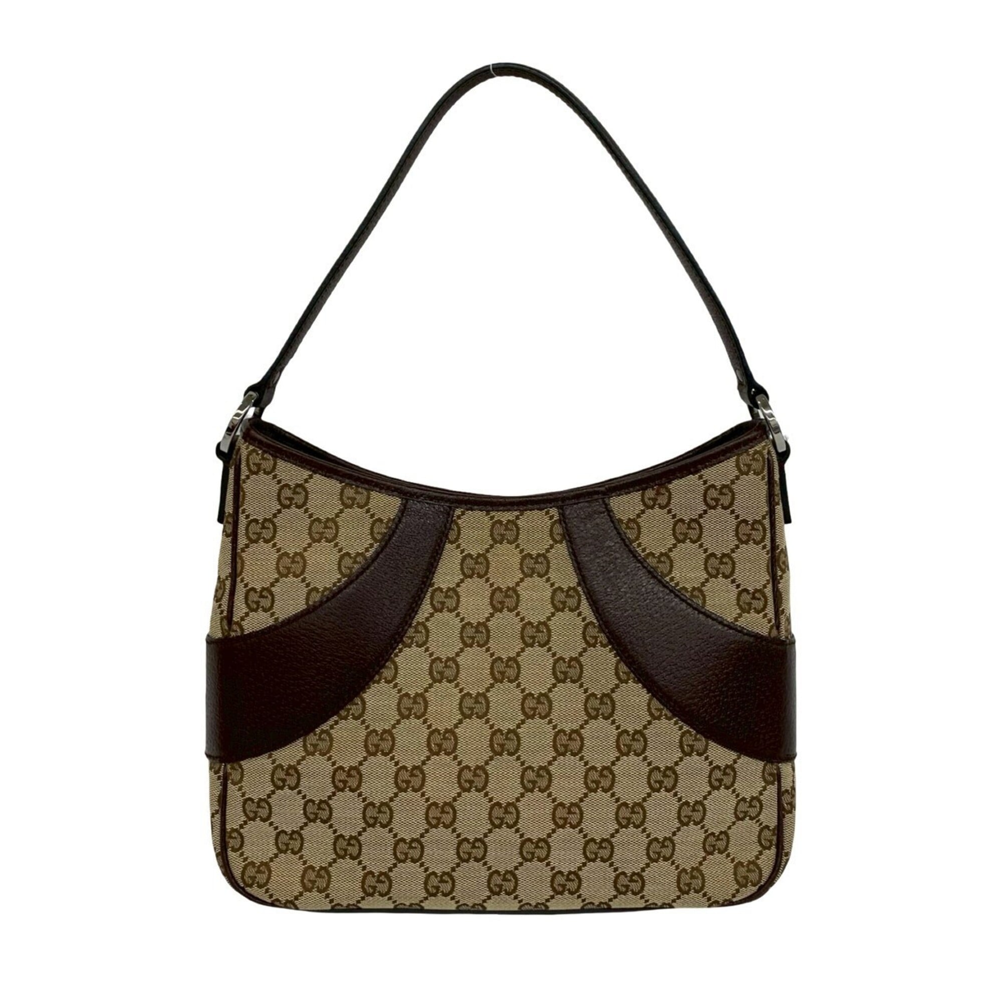 Gucci Brown Canvas Leather Handbag Shoulder Bag Tote Bag (Pre-Owned)