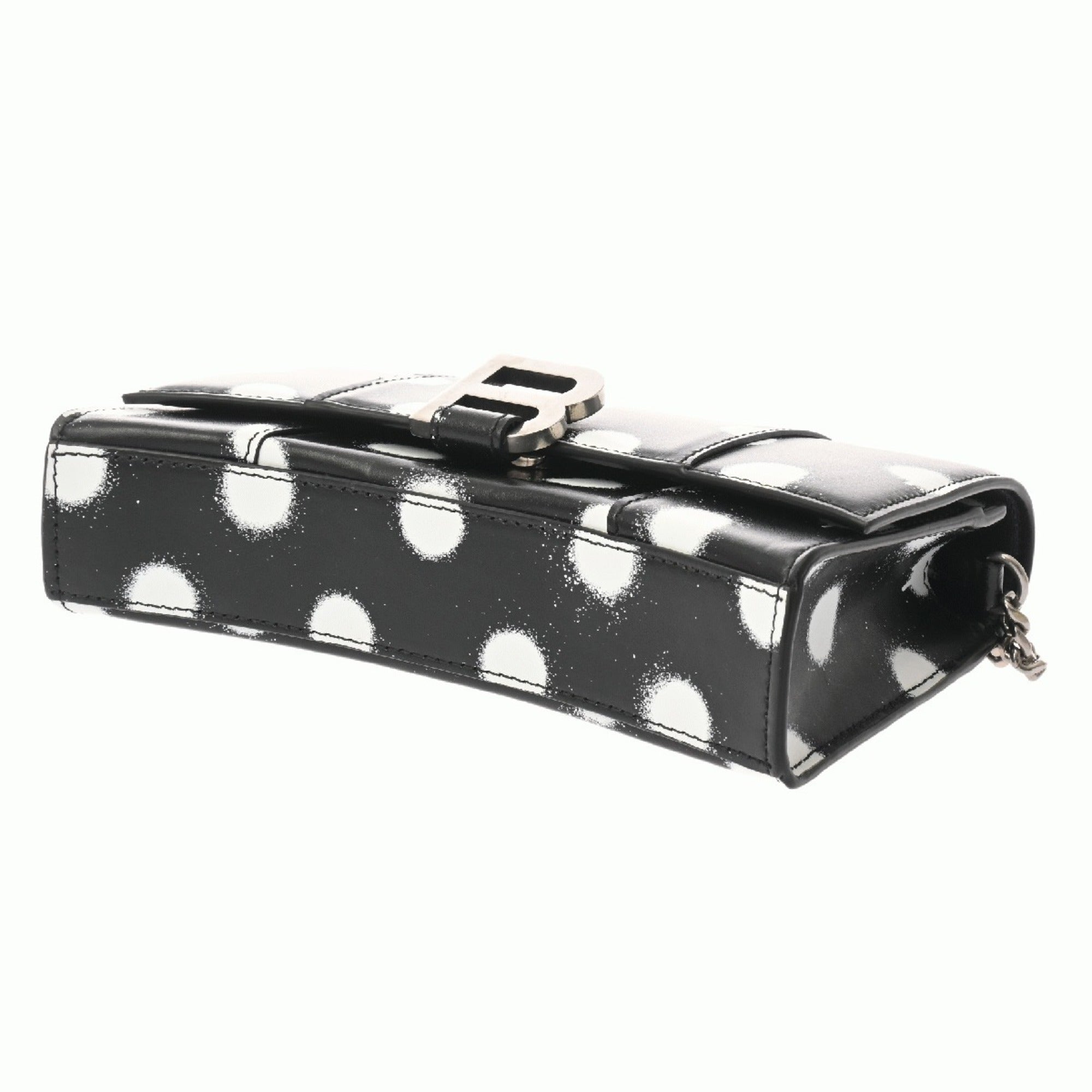 Balenciaga Black White Leather Shoulder Bag (Pre-Owned)