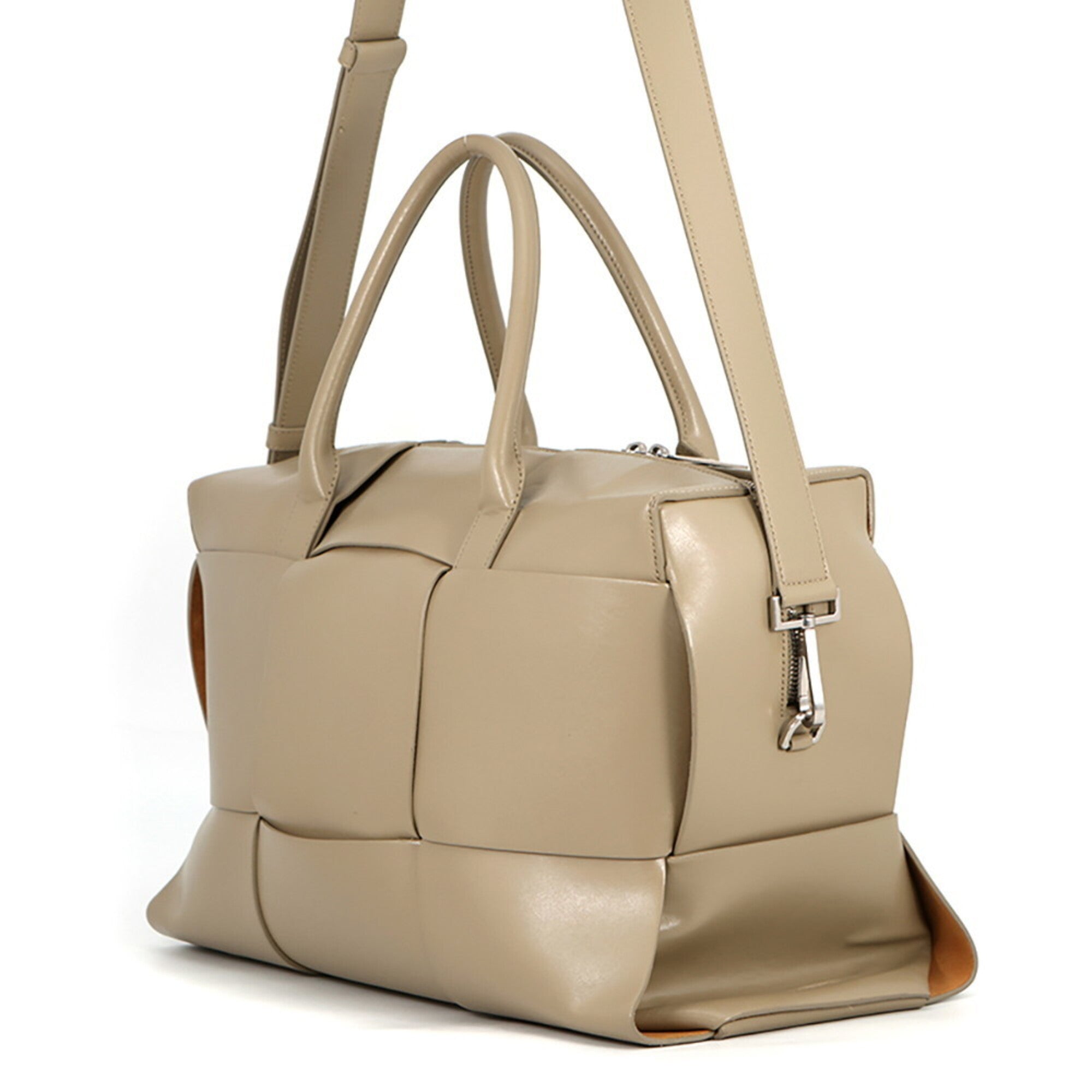 Bottega Veneta Grayish Leather Handbag Shoulder Bag (Pre-Owned)