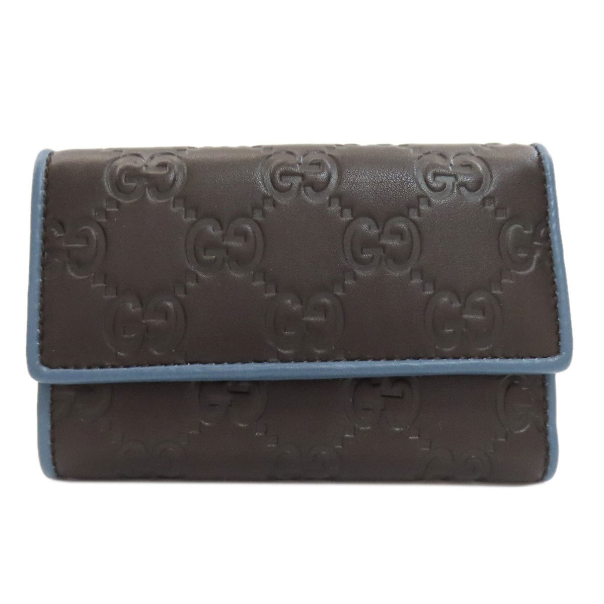 Gucci Blue Dark Brown Leather Wallet (Bi-Fold) (Pre-Owned)