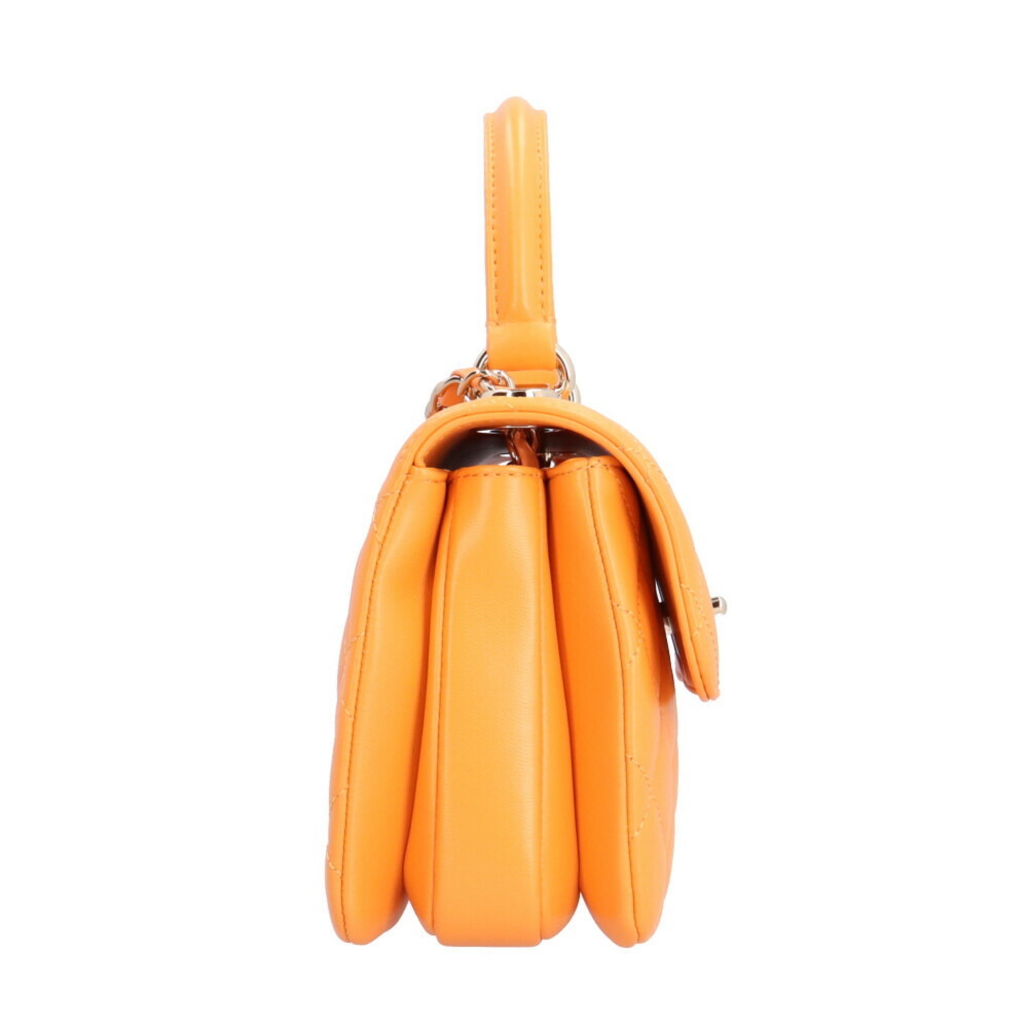 Chanel Matelasse Orange Leather Shoulder Bag (Pre-Owned)