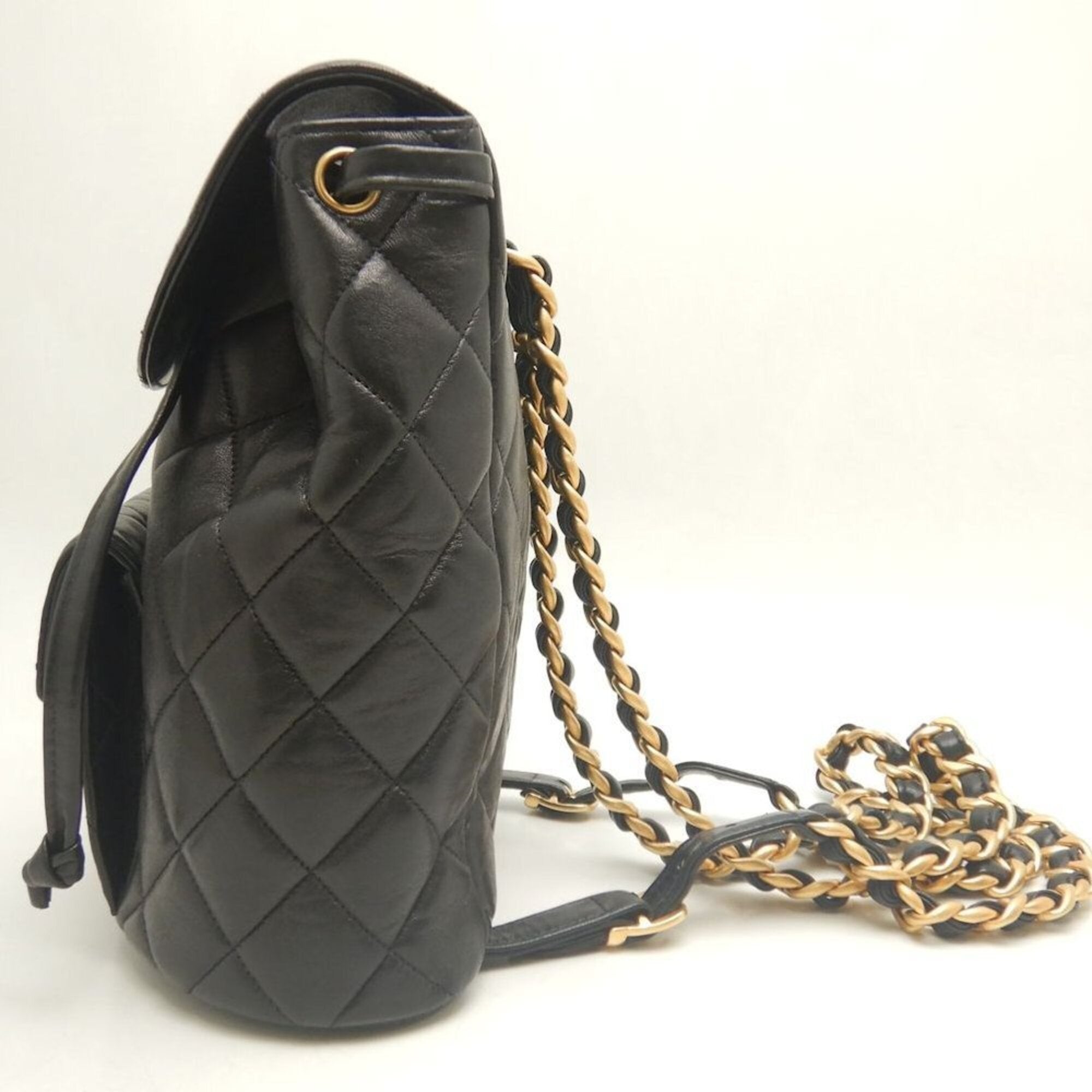 Chanel Matelasse Black Leather Backpack (Pre-Owned)