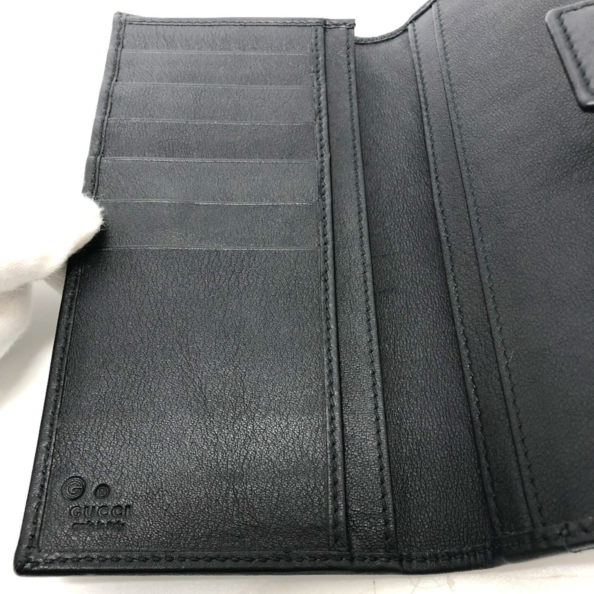 Gucci Black Leather Long Wallet (Bi-Fold) (Pre-Owned)