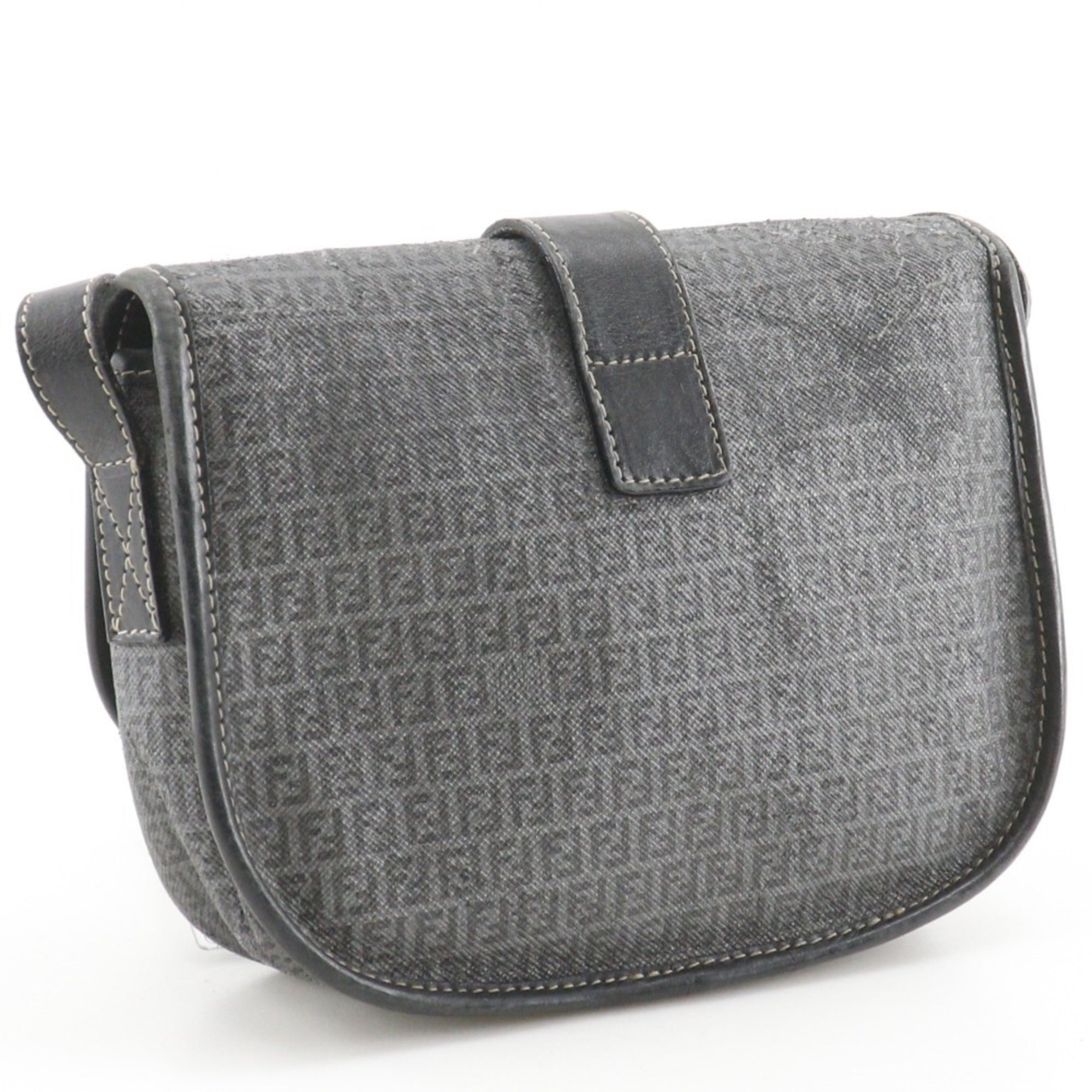 Fendi Zucchino Gray Zucchino Pochette Shoulder Bag (Pre-Owned)