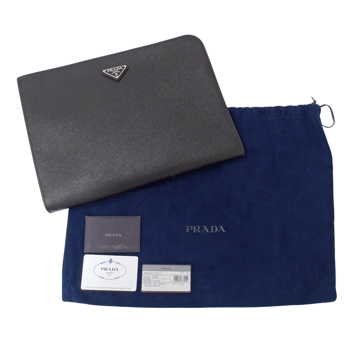 Prada Black Saffiano Triangle Clutch Bag (Pre-Owned)