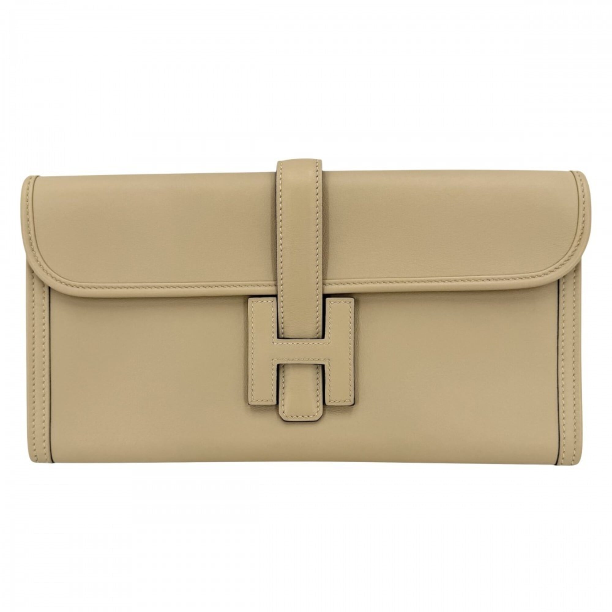 Hermes Beige Leather Clutch Bag (Pre-Owned)