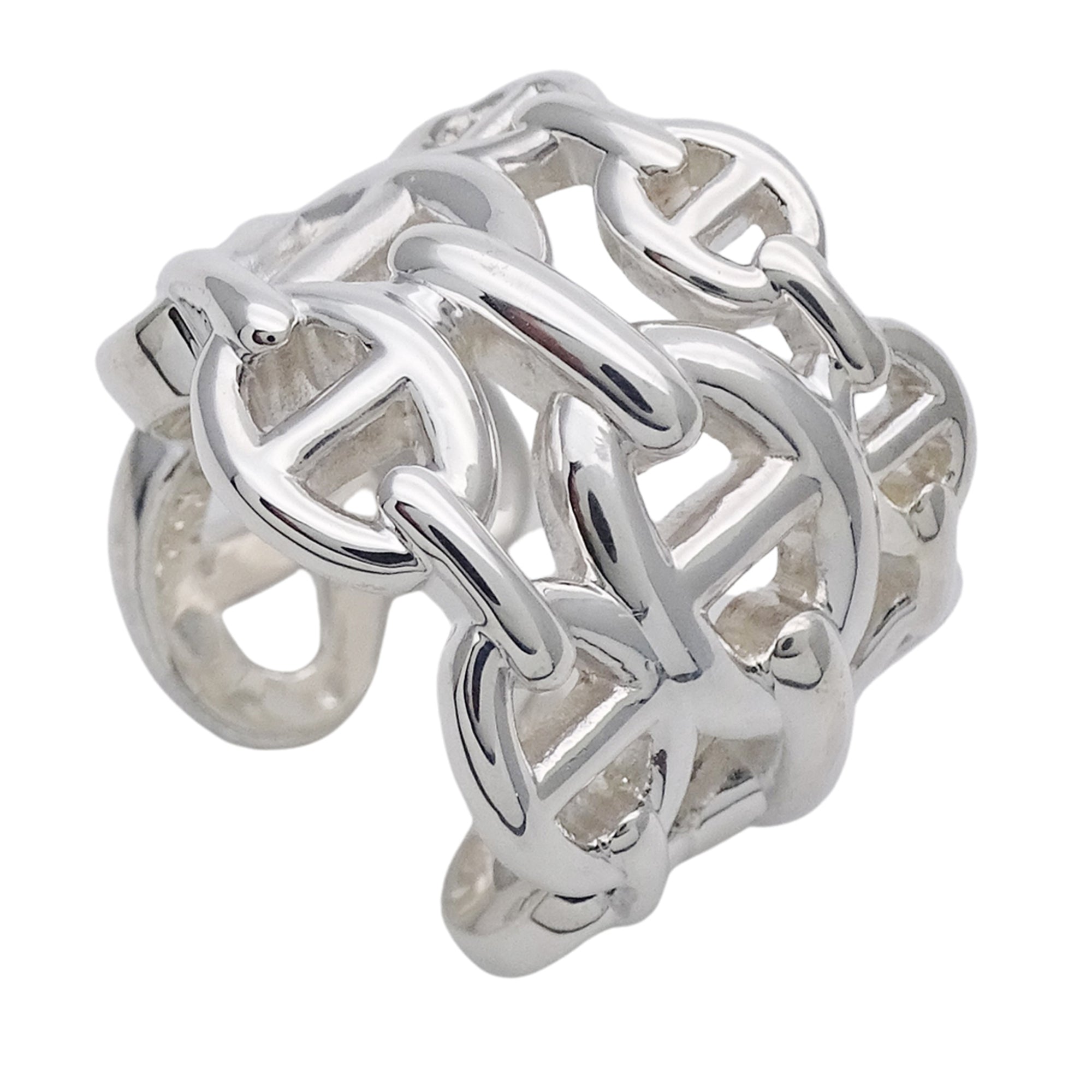 Hermes Silver Silver 925 Band Ring (Pre-Owned)