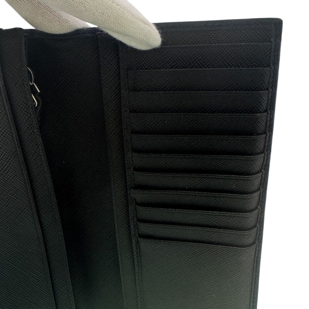 Prada Saffiano Navy Leather Long Wallet (Bi-Fold) (Pre-Owned)