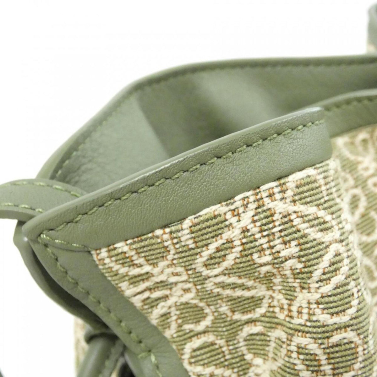 Loewe Green Canvas Leather Handbag (Pre-Owned)