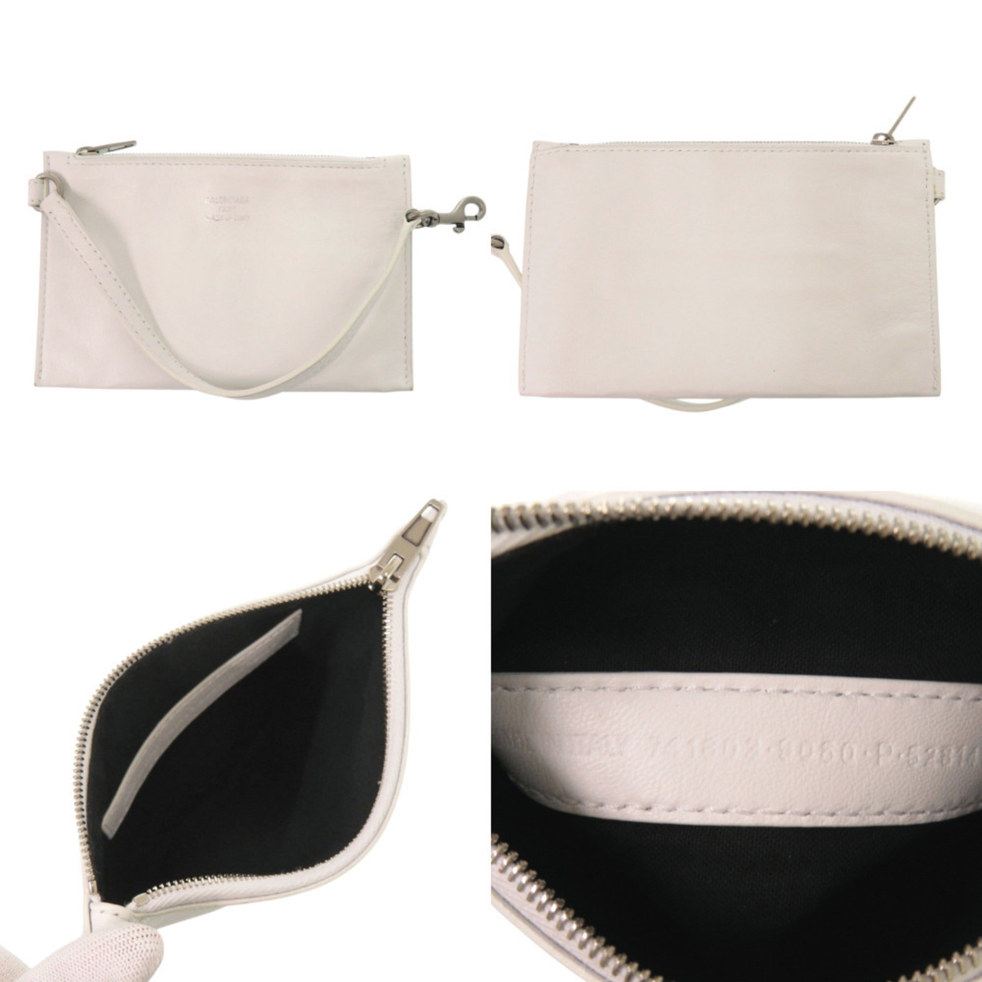 Balenciaga White Mesh Leather Pouch Tote Bag (Pre-Owned)