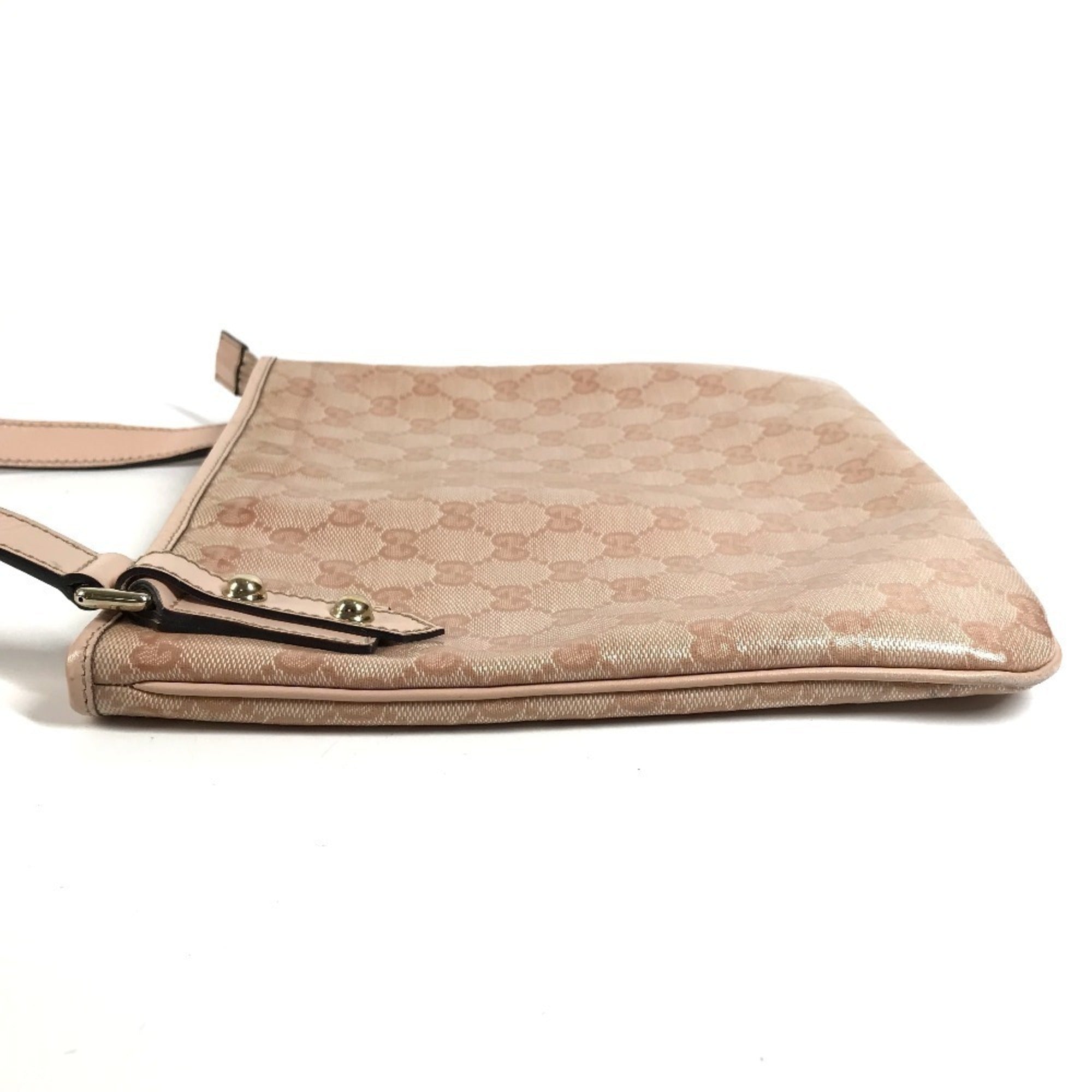Gucci Pink Leather Coated Canvas Pochette Shoulder Bag (Pre-Owned)