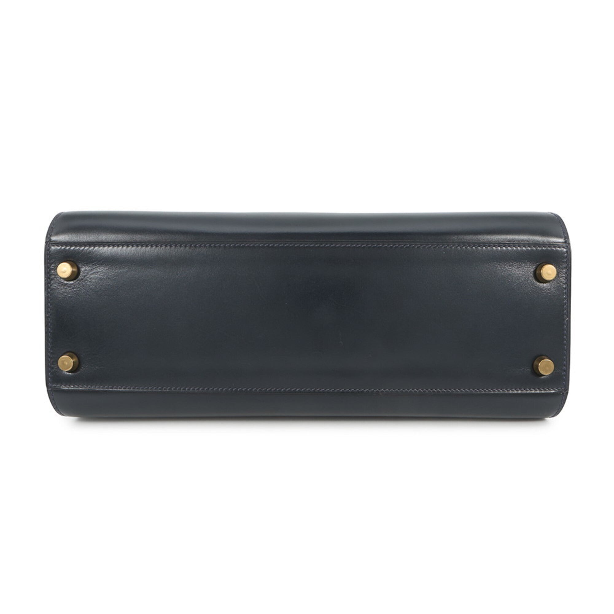 Hermes Kelly Blue Indigo Box Calf Leather Handbag (Pre-Owned)