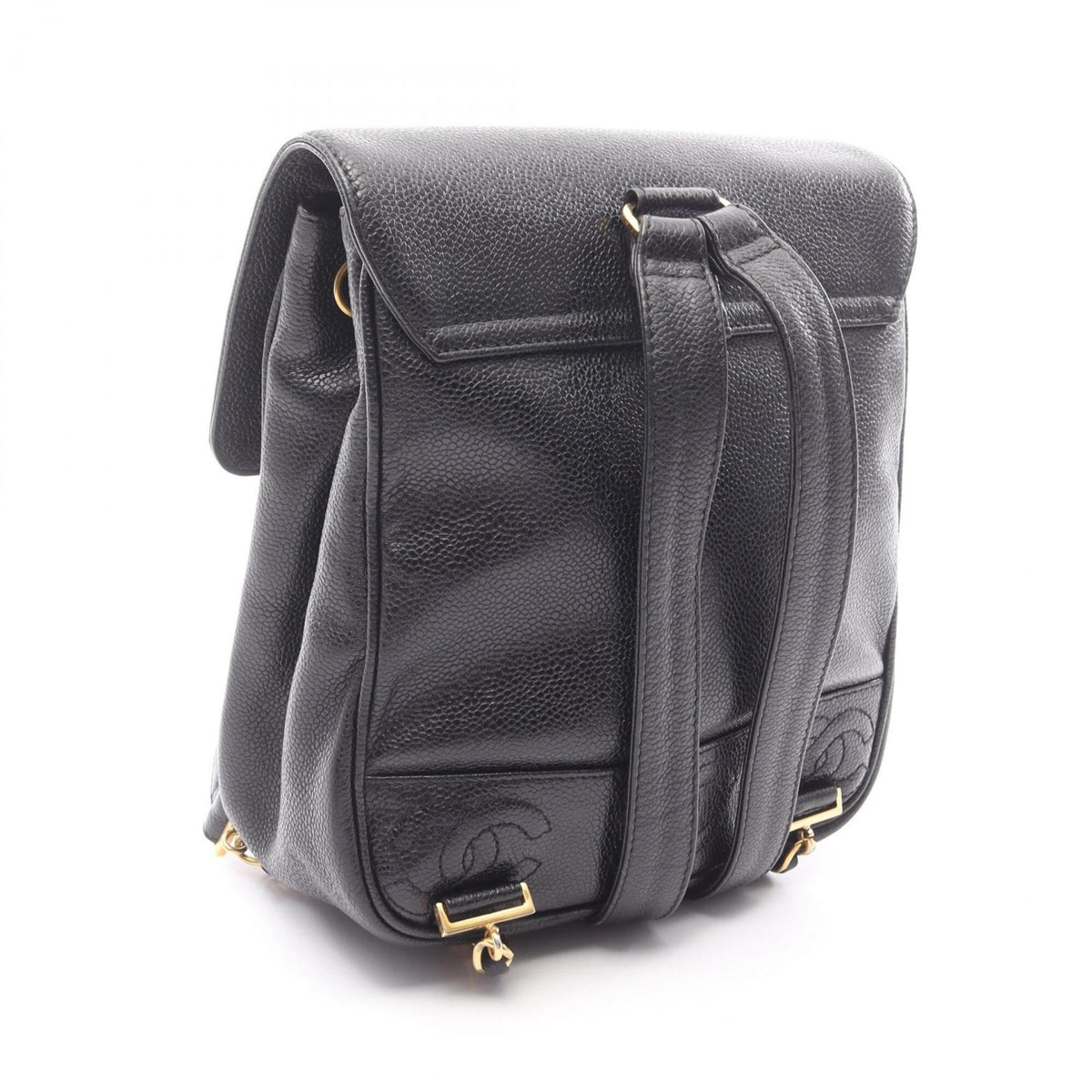 Chanel Black Grained Calfskin Backpack Handbag (Pre-Owned)