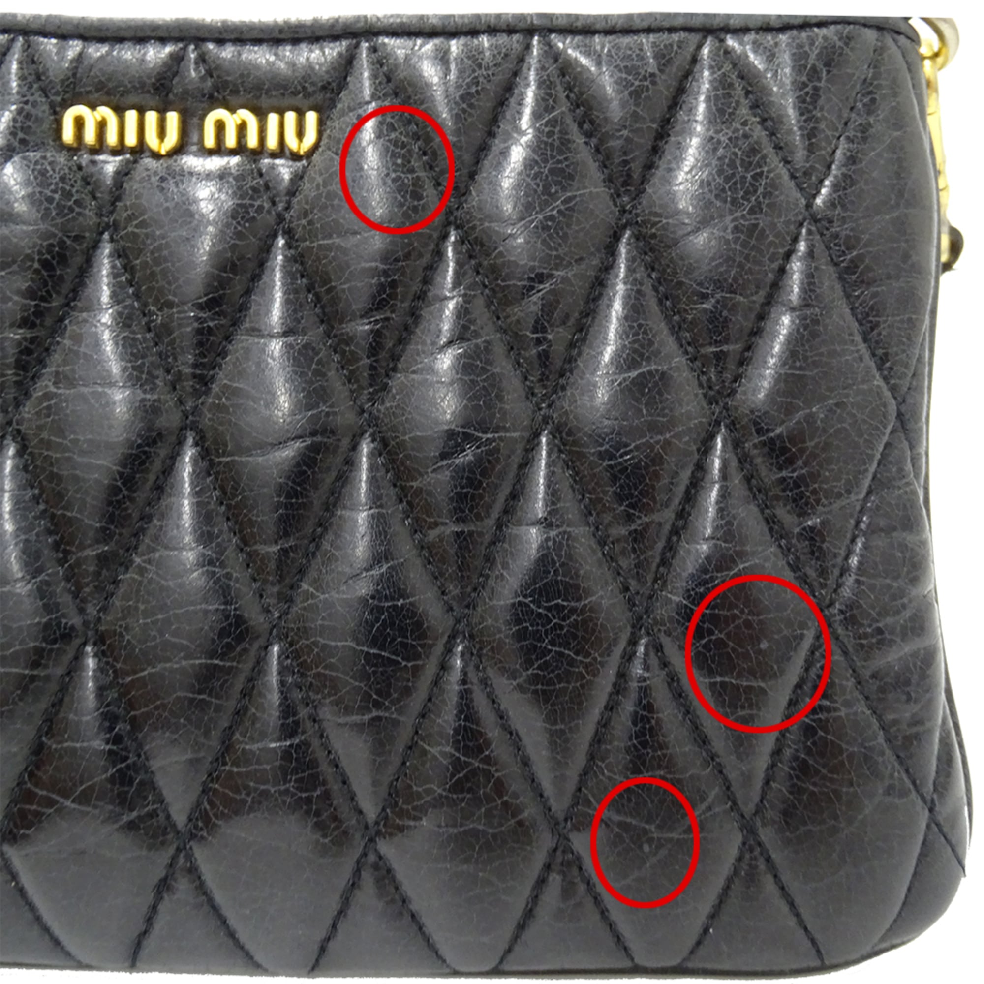 Miu Miu Black Leather Handbag Shoulder Bag (Pre-Owned)